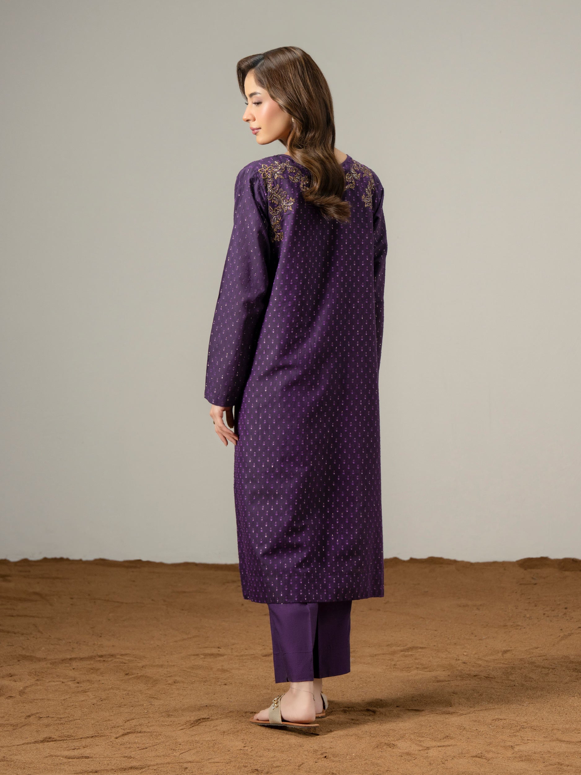2 Piece Jacquard Suit-Embroidered (Pret)