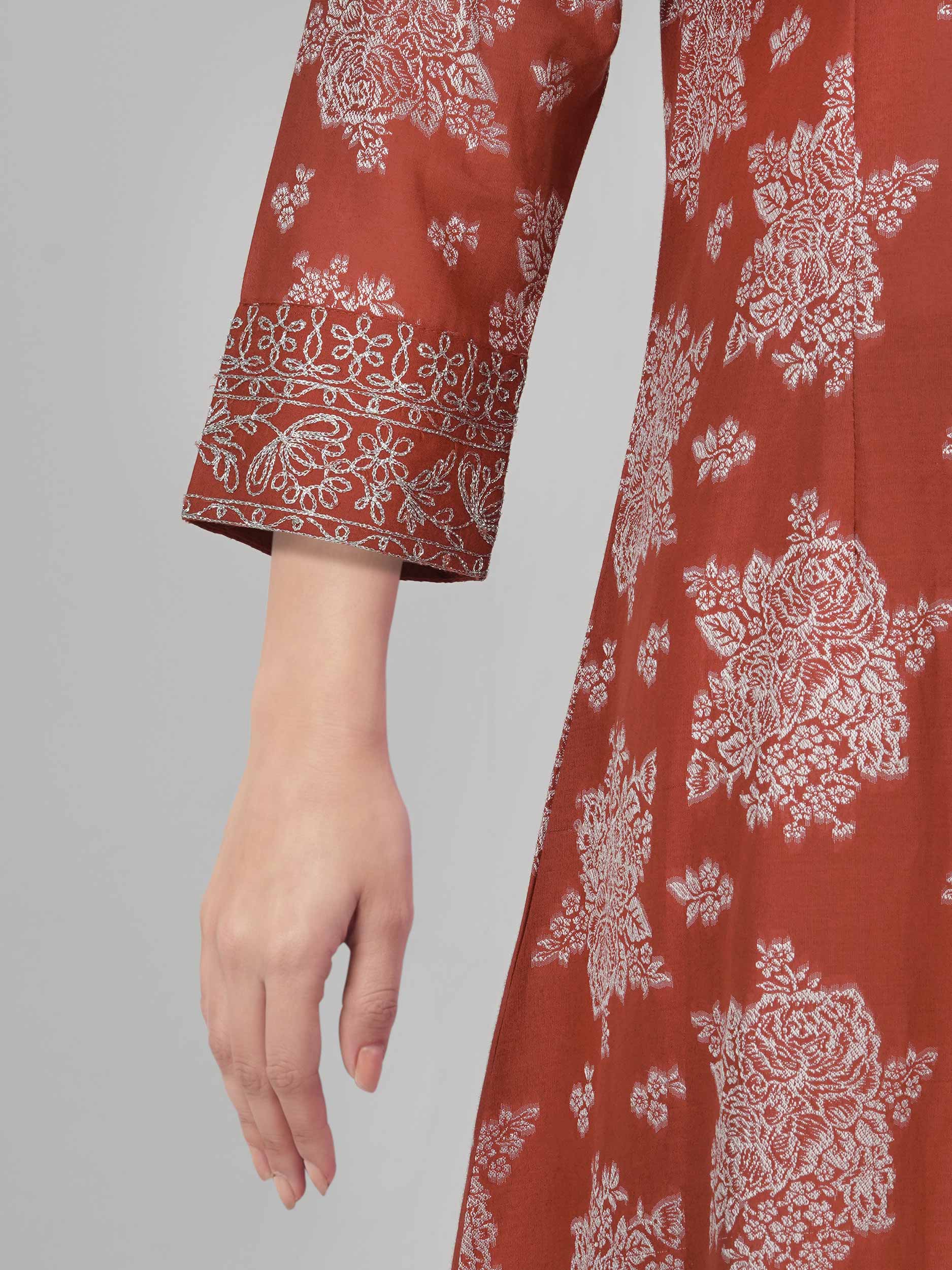 2 Piece Jacquard Suit- Embroidered (Pret)