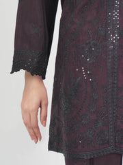 2 Piece Raw Silk Suit- Embroidered (Pret)
