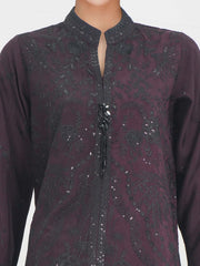 2 Piece Raw Silk Suit- Embroidered (Pret)