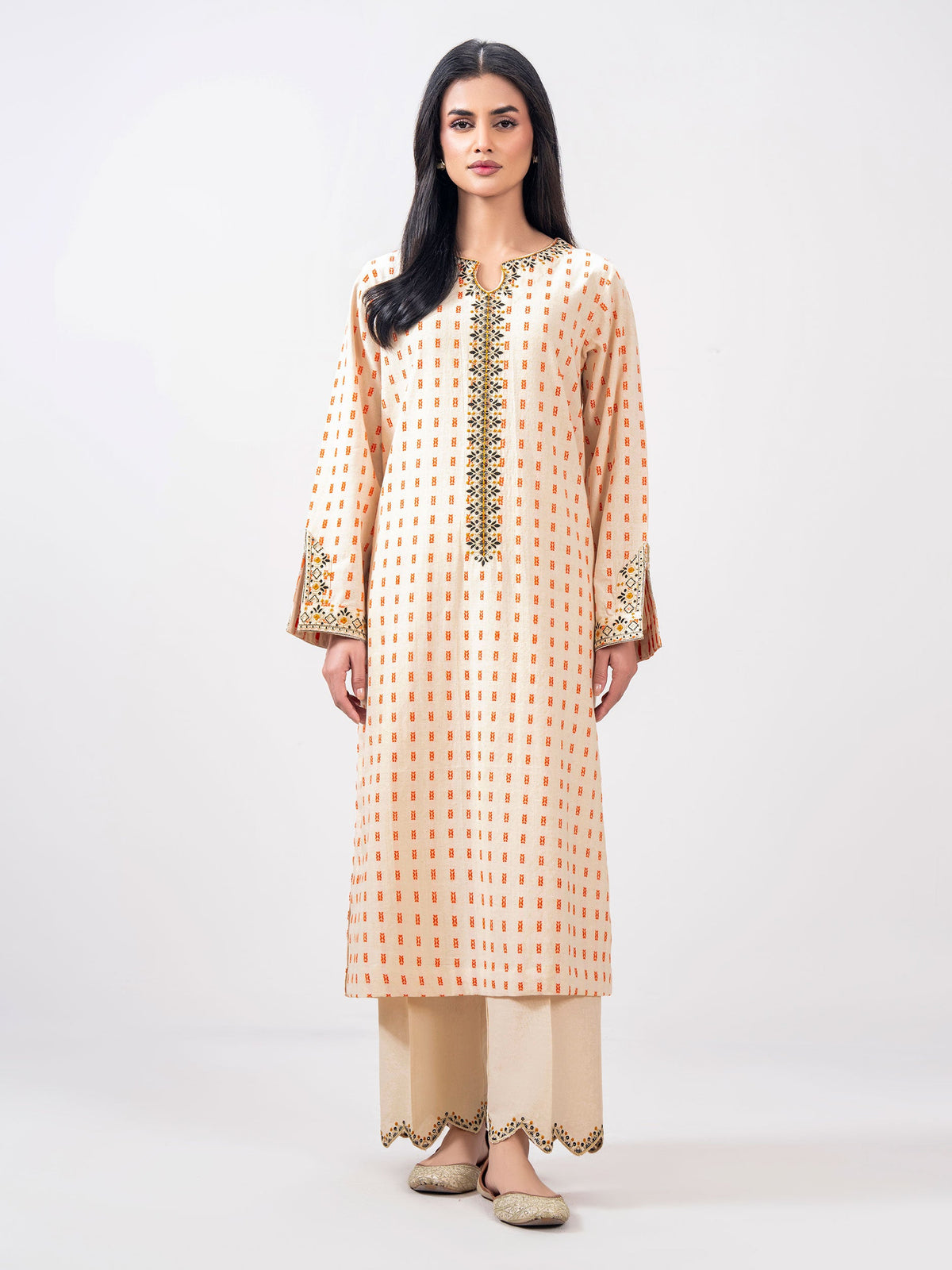 2 Piece Jacquard Suit- Embroidered (Pret)