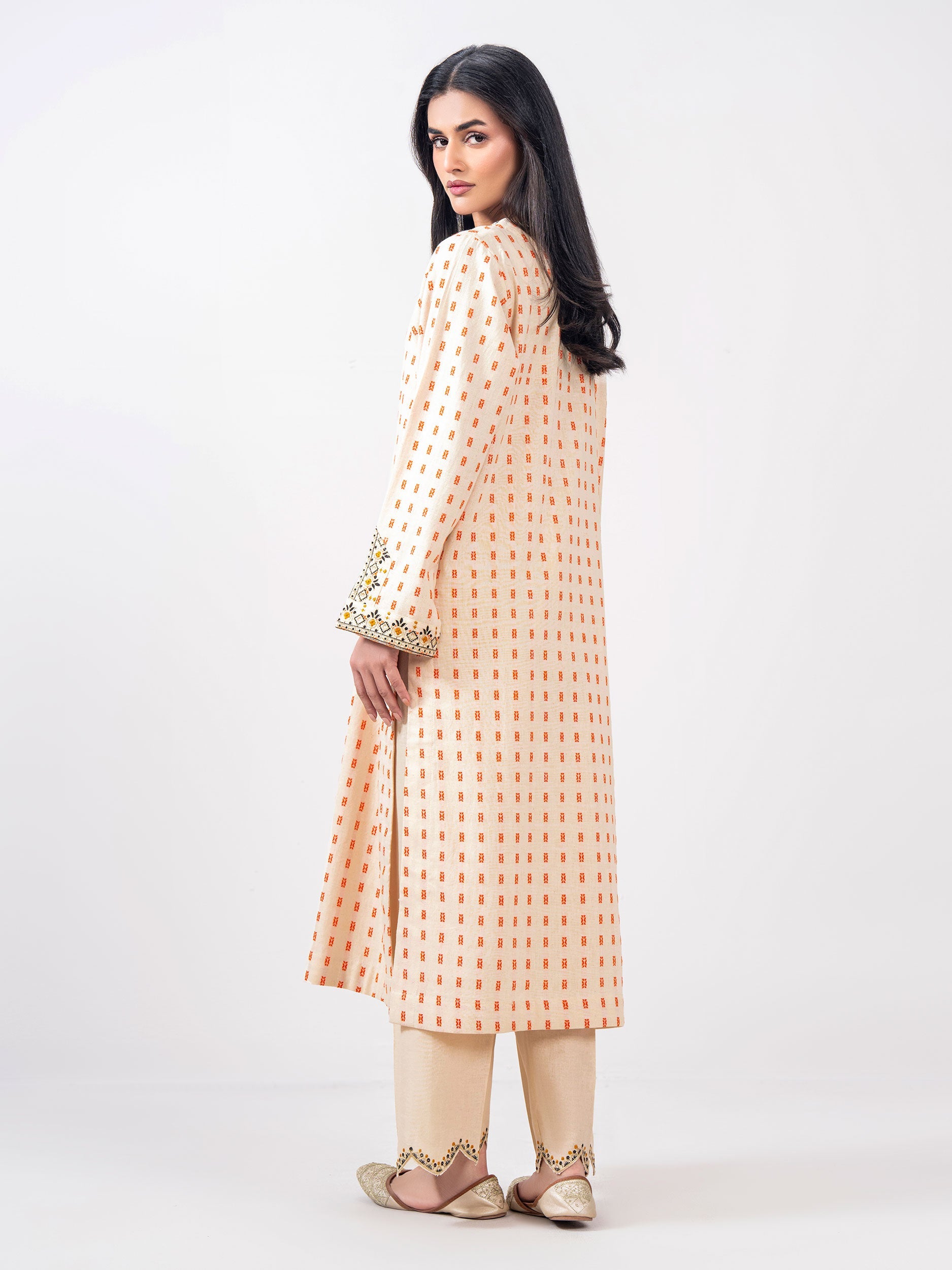 2 Piece Jacquard Suit- Embroidered (Pret)