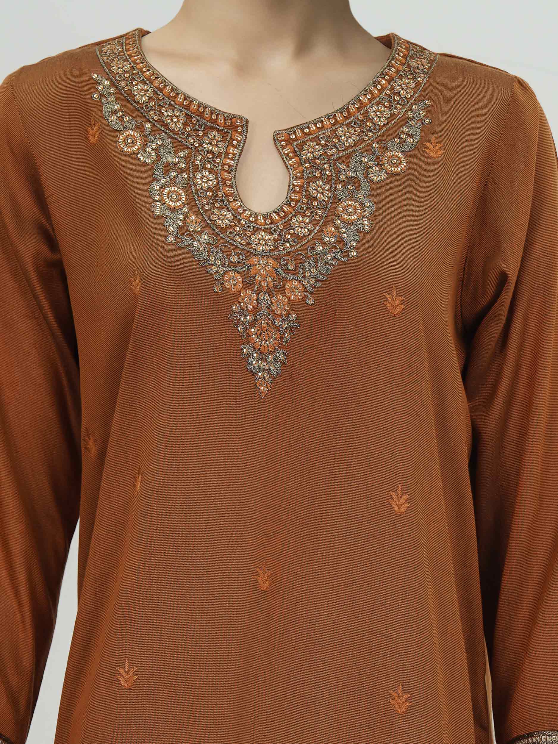 3 Piece Cotton Net Suit- Embroidered (Pret)