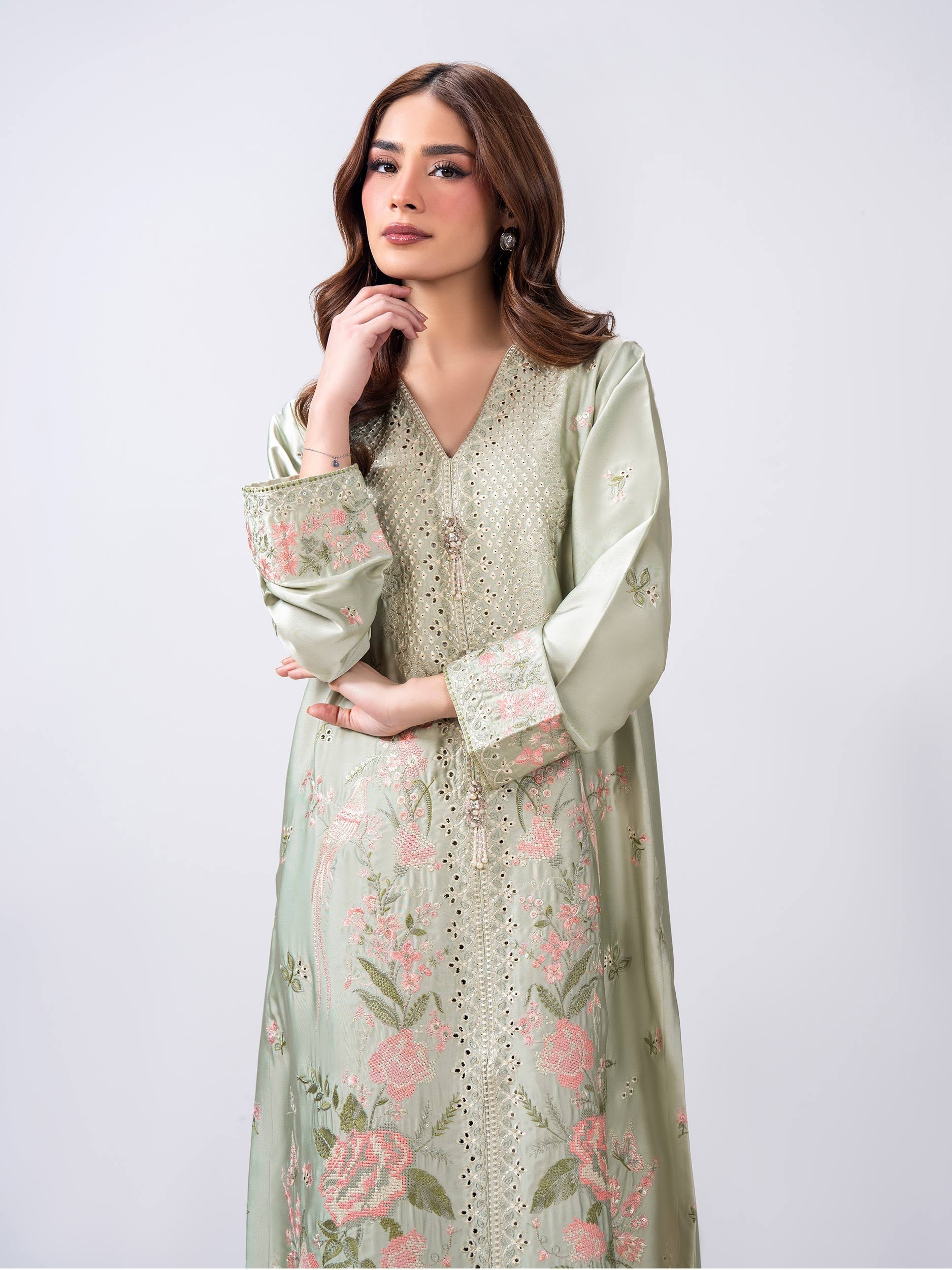2 Piece Silk Suit- Embroidered (Pret)