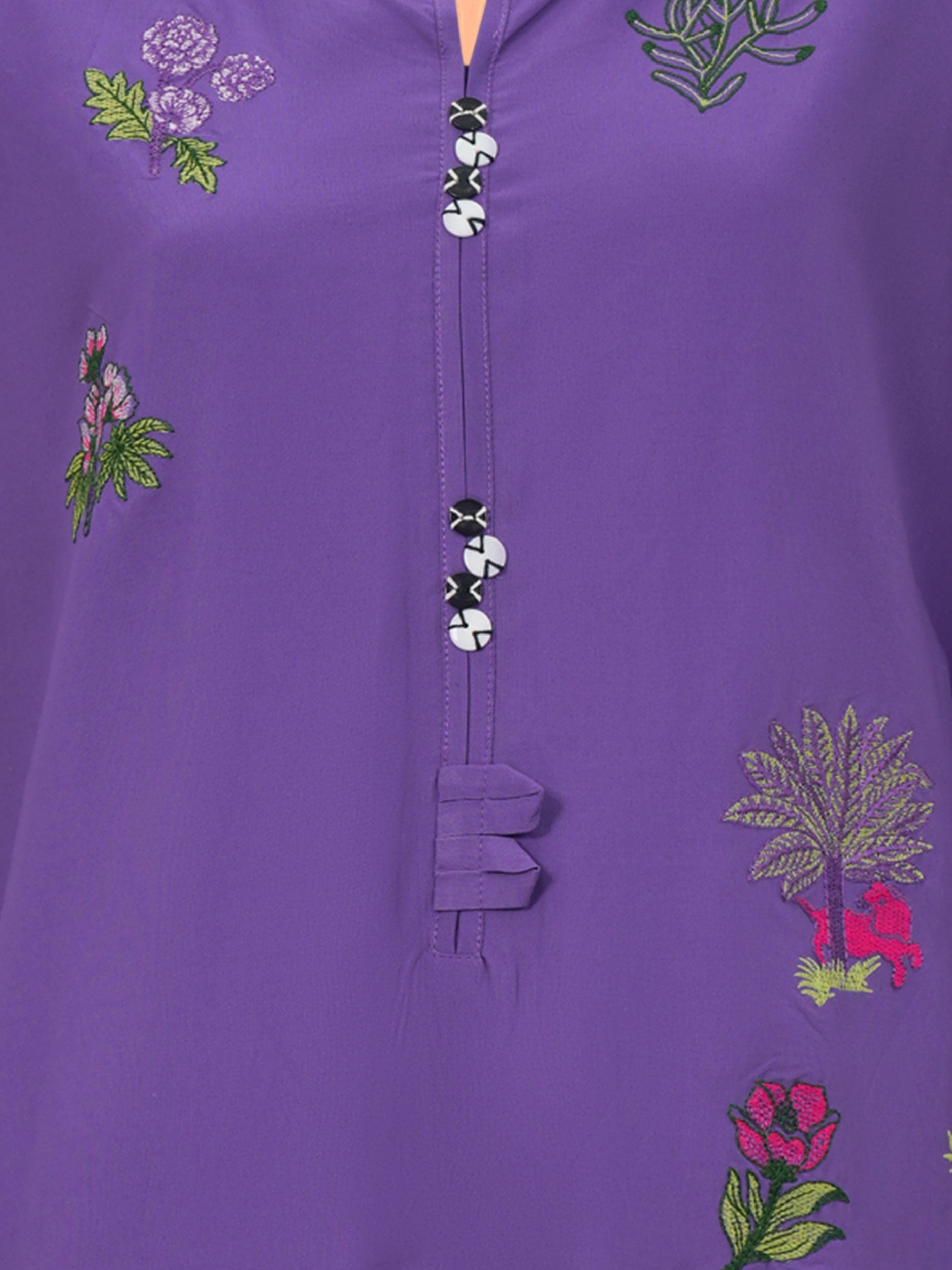 Poly Cambric Shirt- Embroidered (Pret)