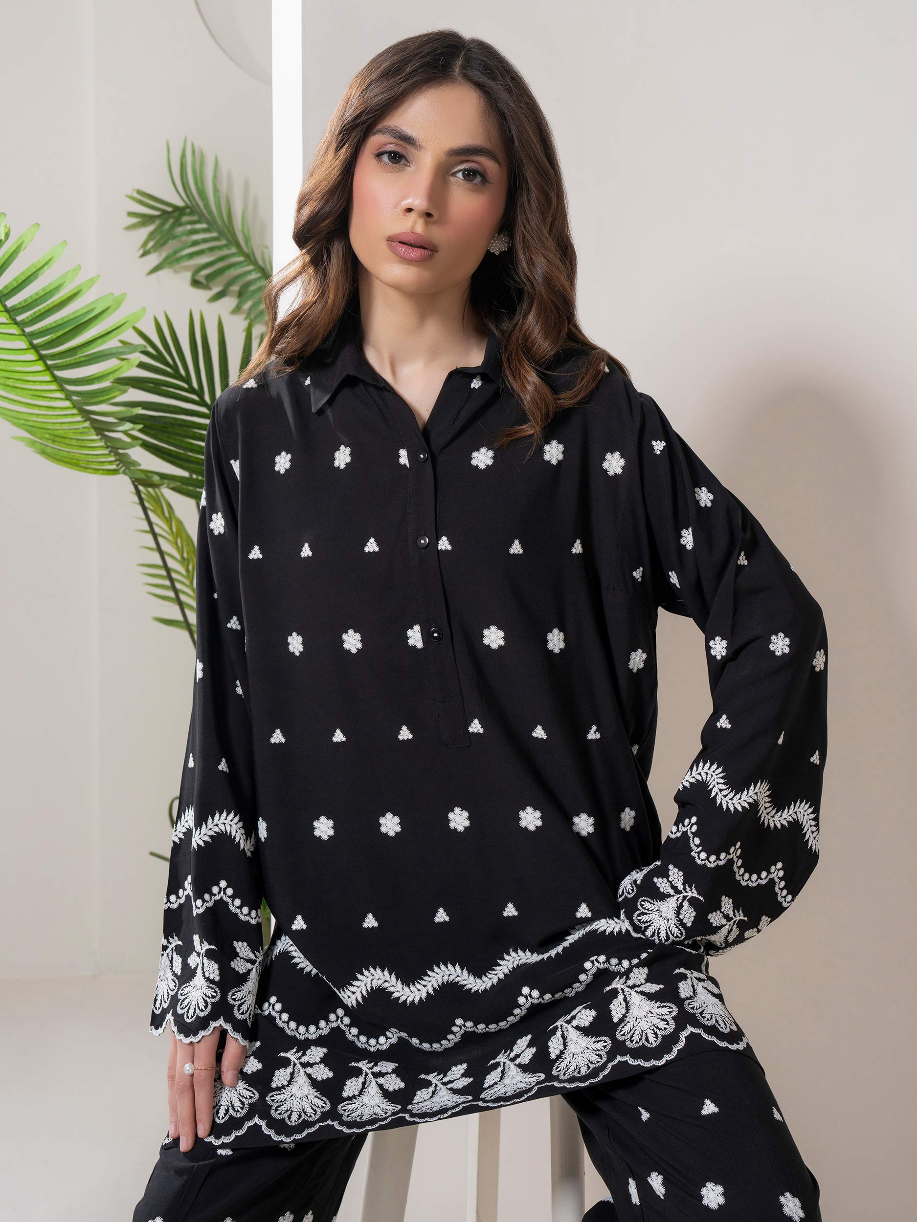 2 Piece Linen Suit- Embroidered (Pret)