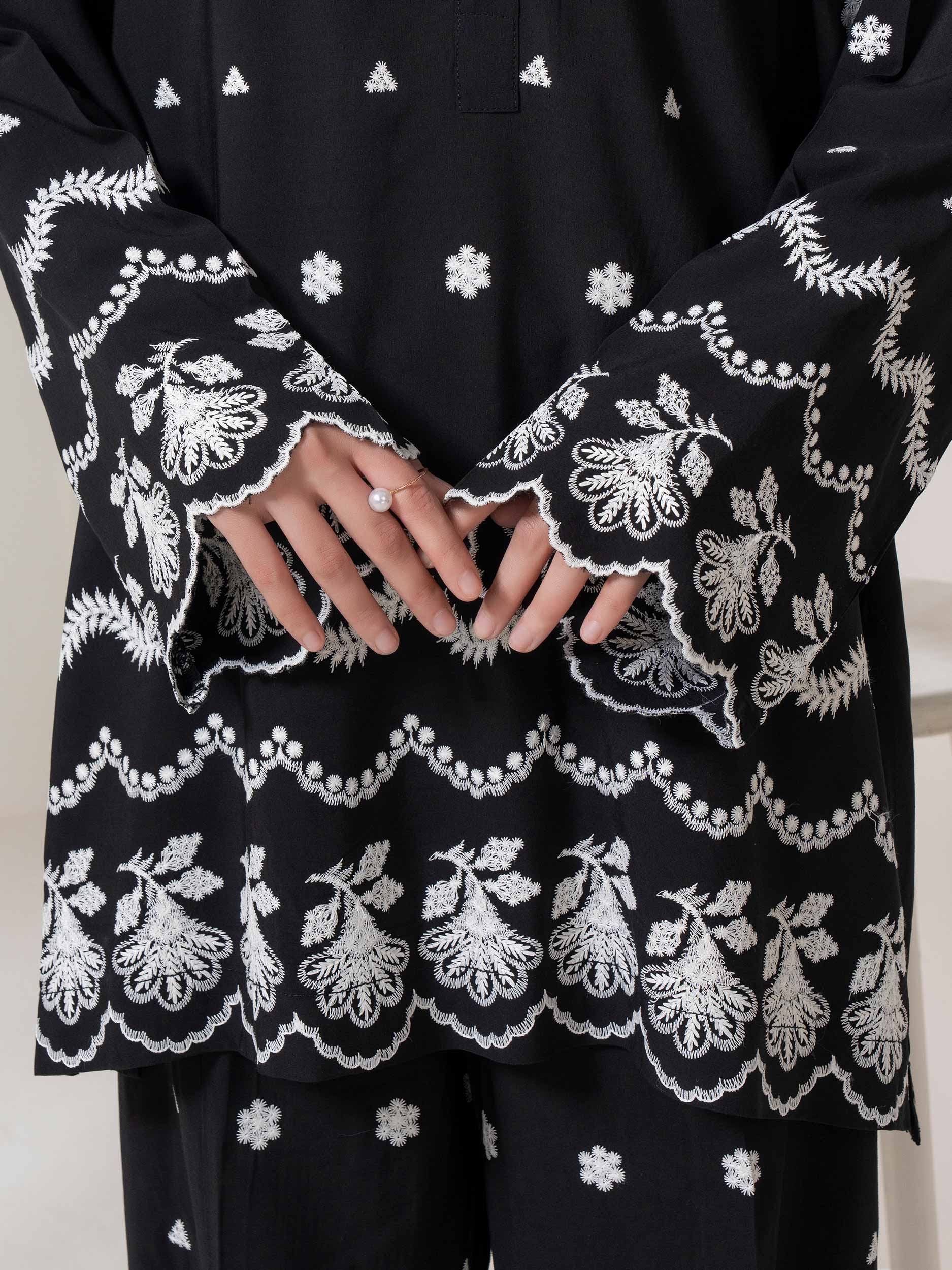 2 Piece Linen Suit- Embroidered (Pret)