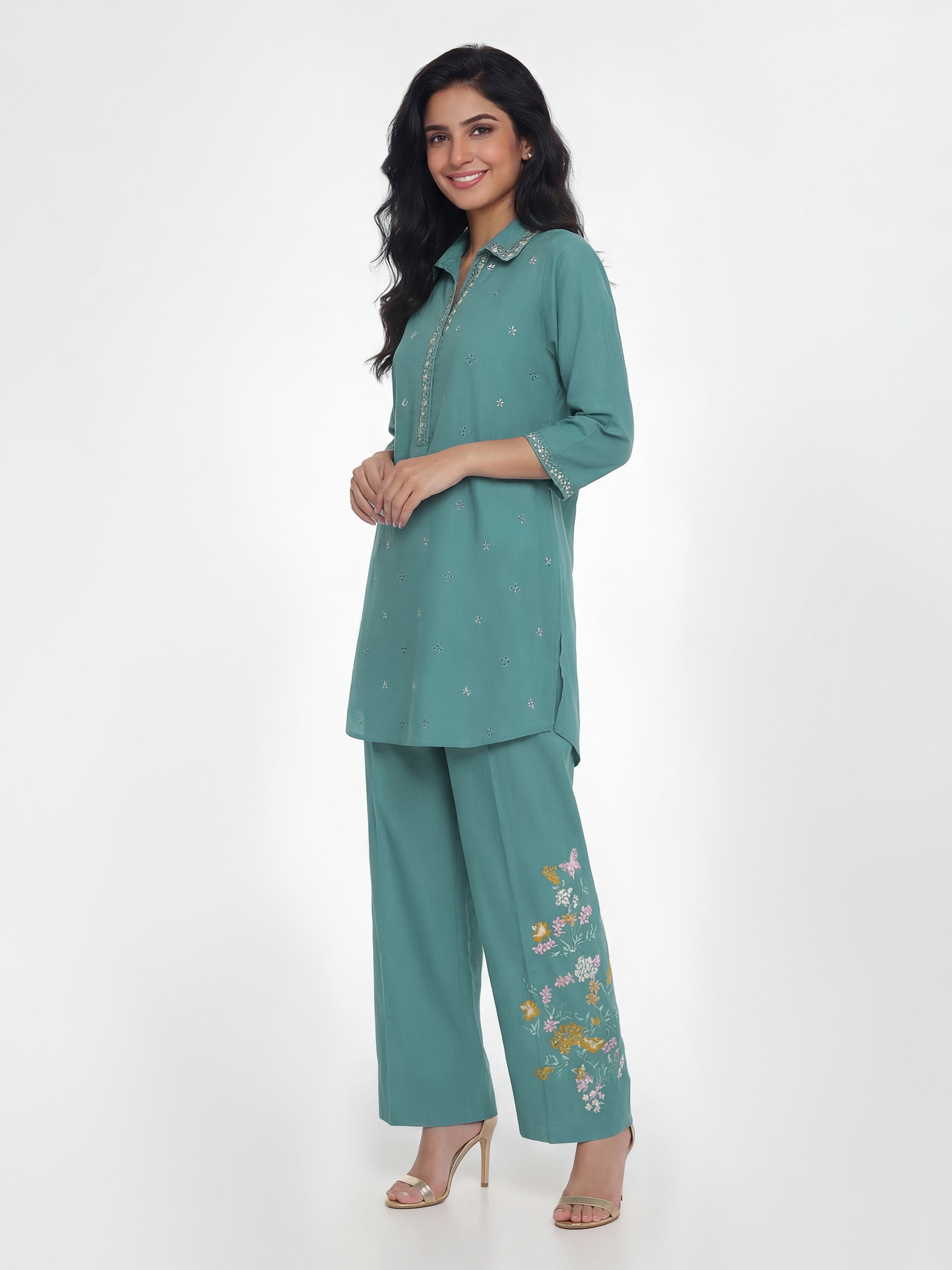 2 Piece Lawn Slub Suit- Embroidered (Pret)