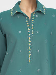 2 Piece Lawn Slub Suit- Embroidered (Pret)