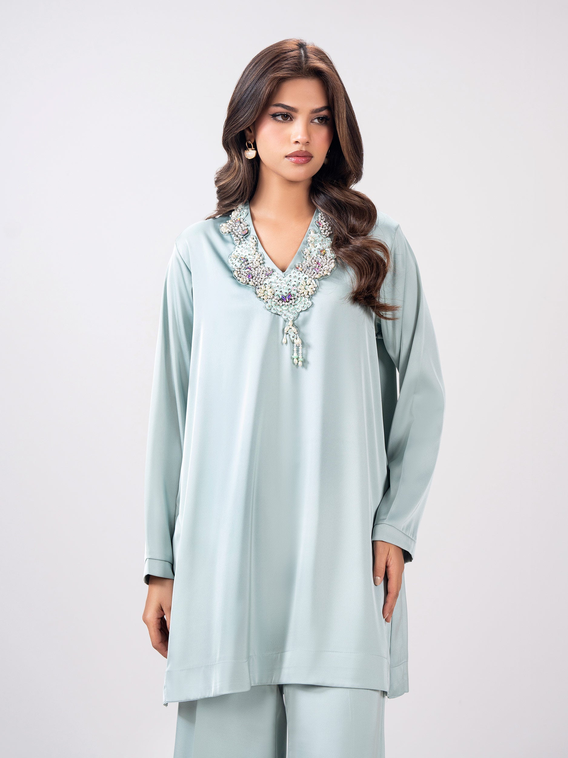 2 Piece Silk Suit- Embellished (Pret)