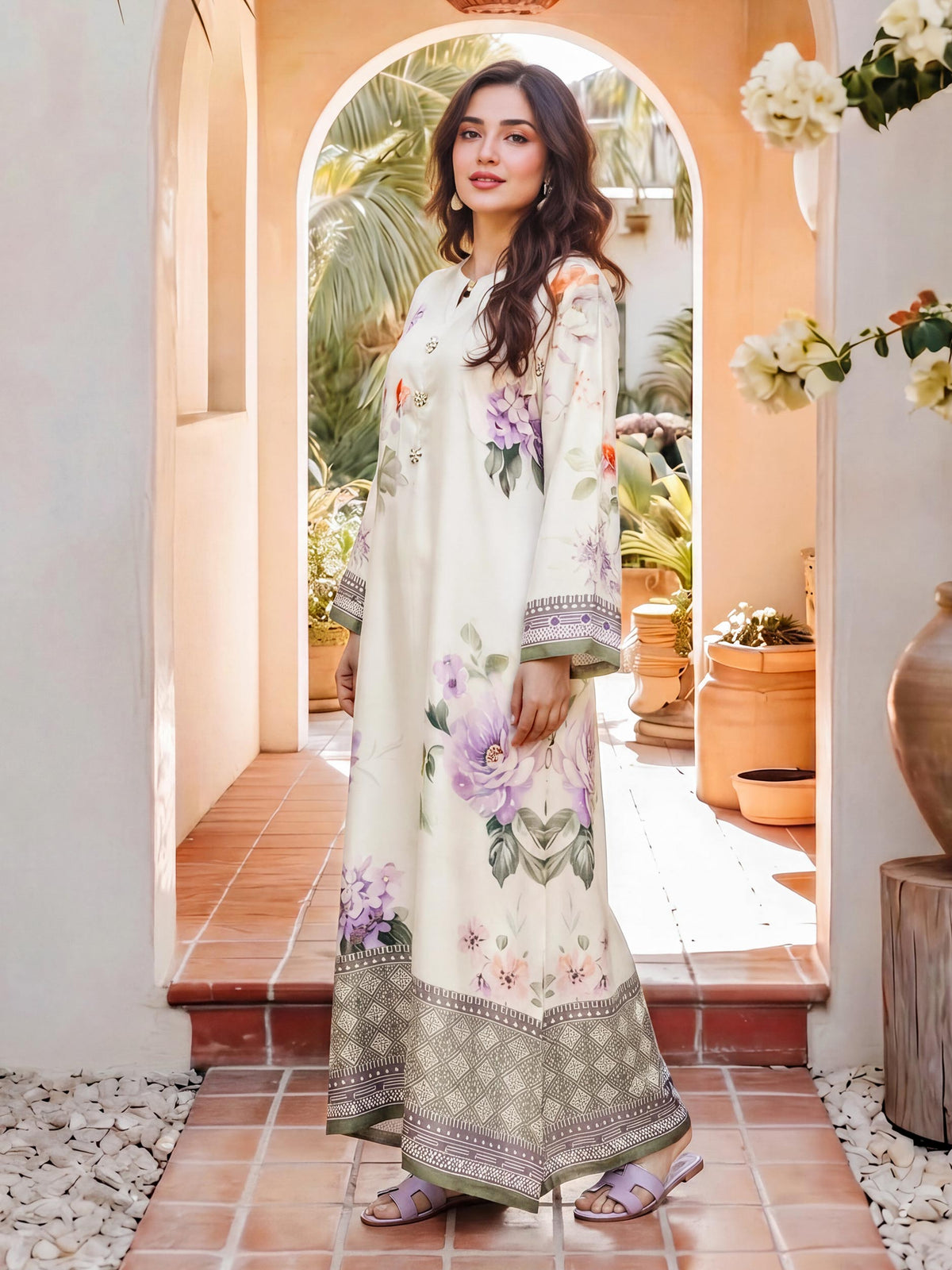 2 Piece Silk Suit- Embellished (Pret)