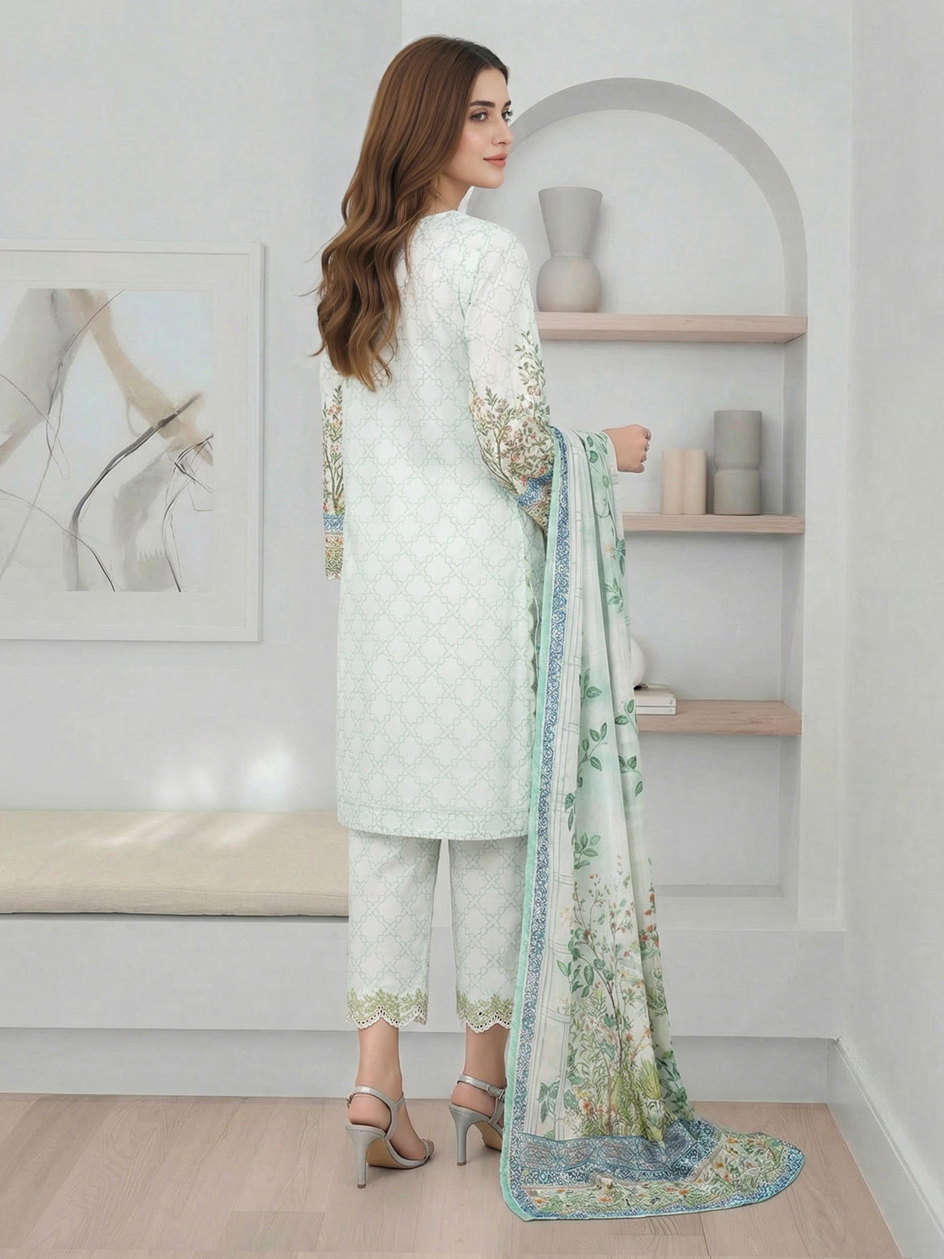 3 Piece Lawn Suit- Embroidered (Pret)