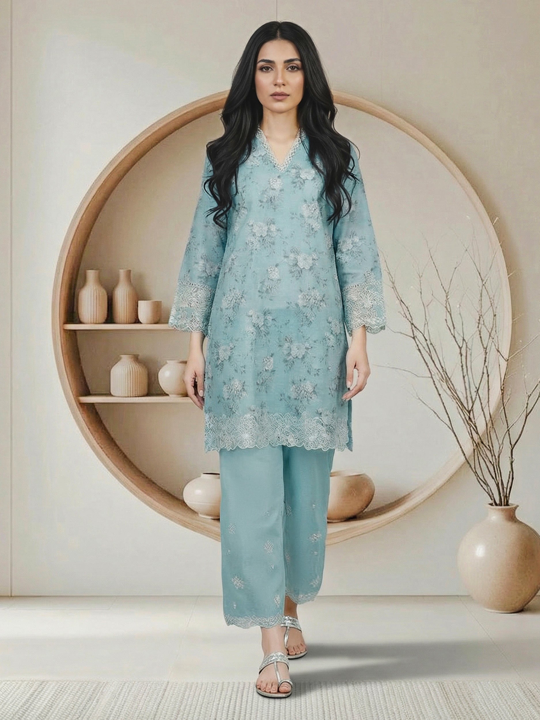 2 Piece Lawn Suit- Embroidered (Pret)