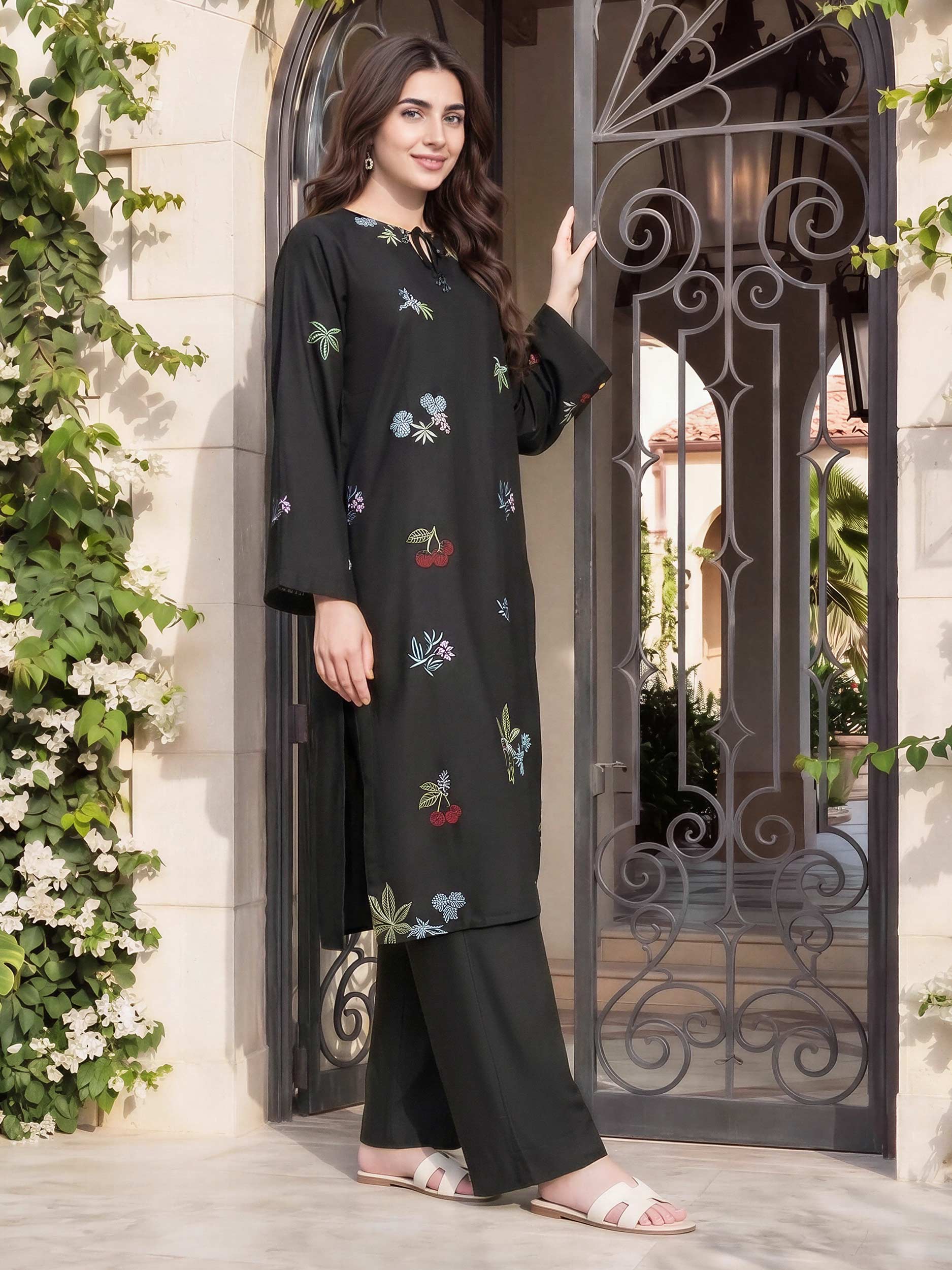2 Piece Silk Suit- Embroidered (Pret)
