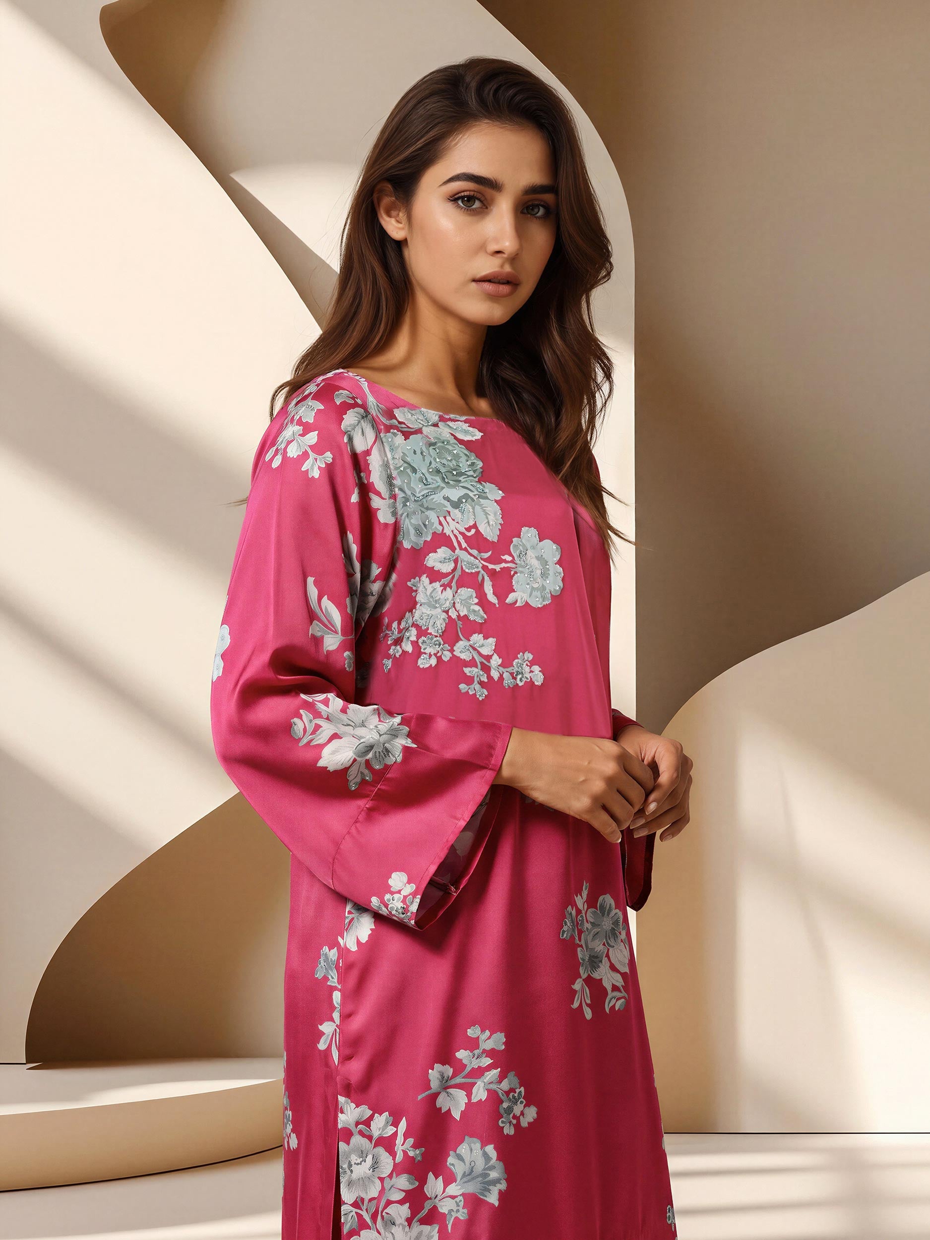 2 Piece Silk Suit- Embellished (Pret)