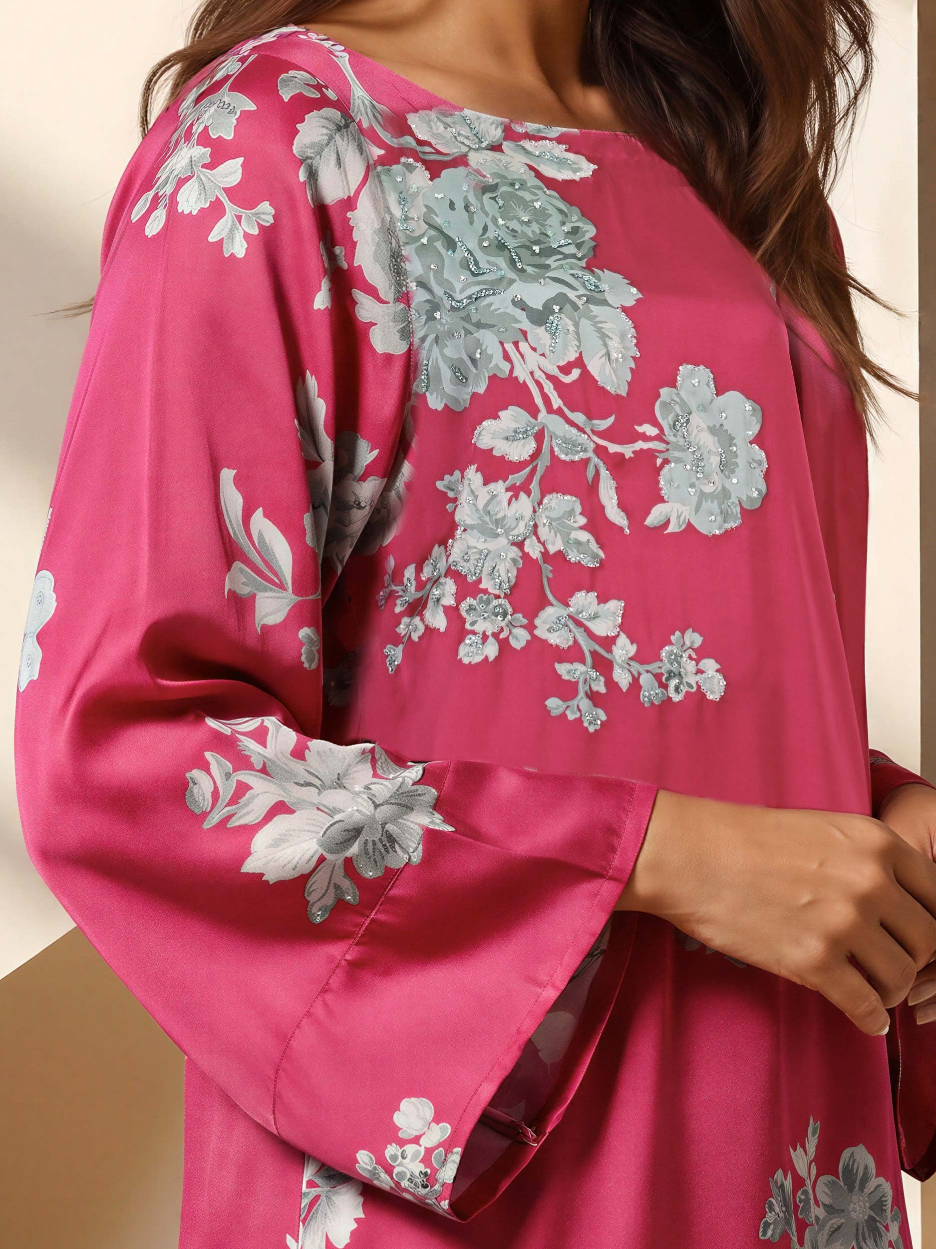 2 Piece Silk Suit- Embellished (Pret)