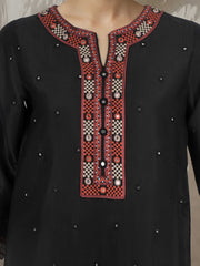 2 Piece Raw Silk Suit- Embroidered (Pret)