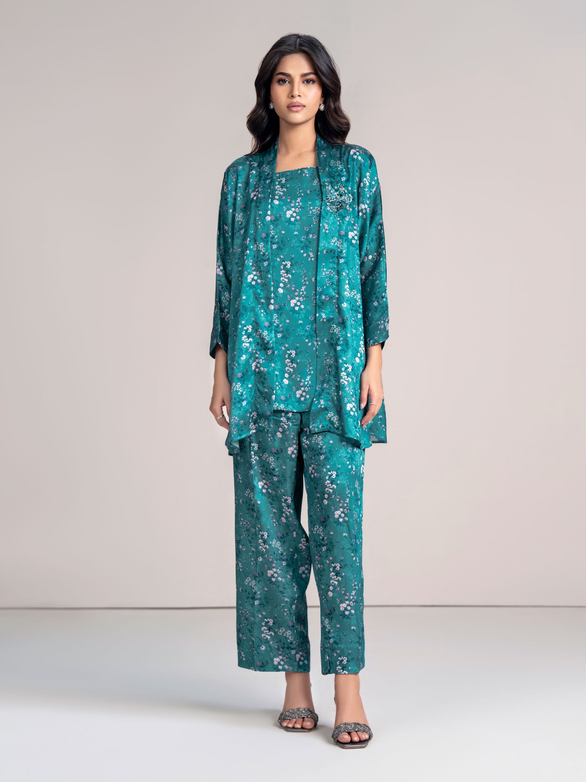 2-Piece Silk Cardigan Suit (Pret)