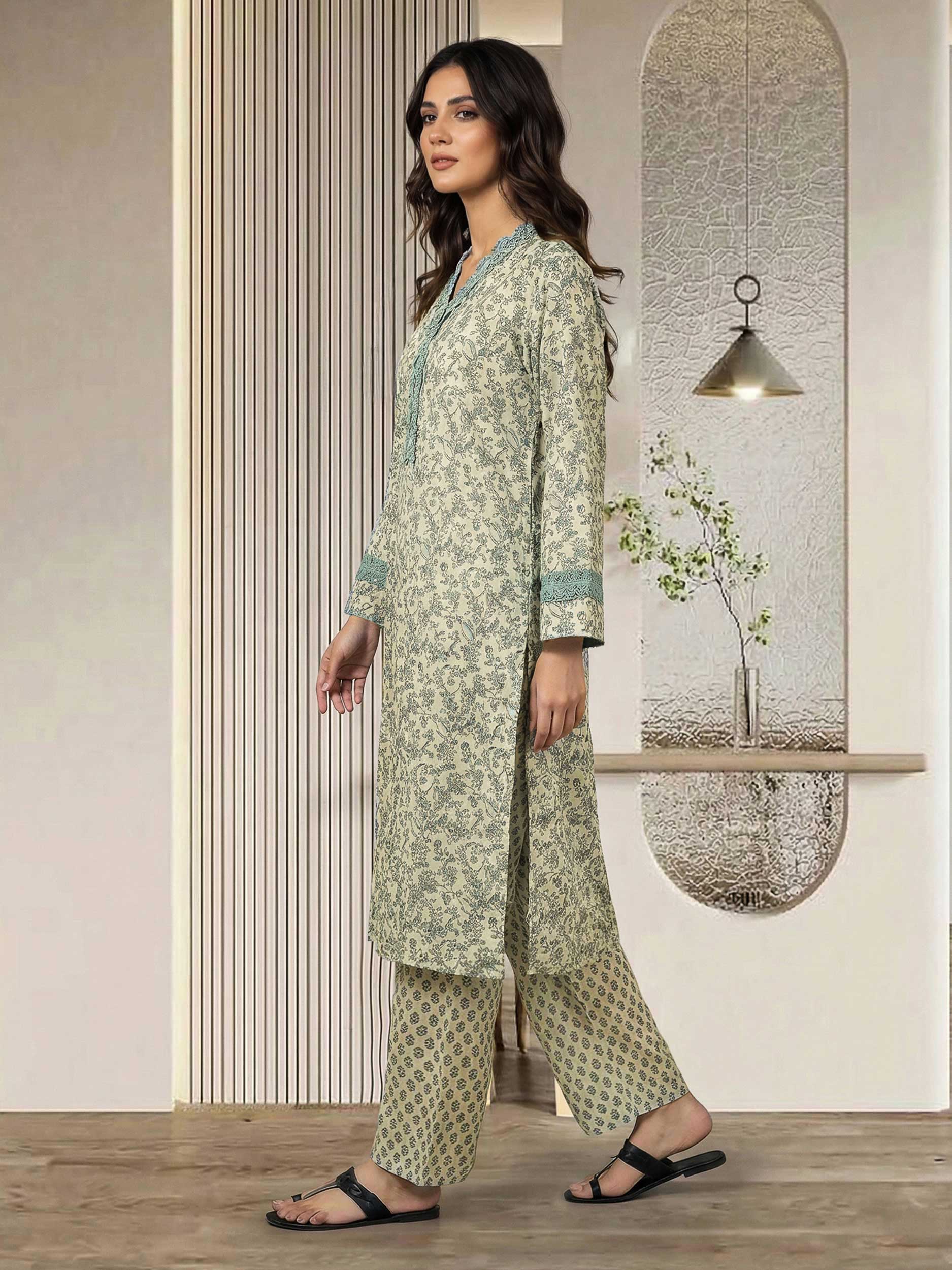 2 Piece Silk Suit- Embroidered (Pret)