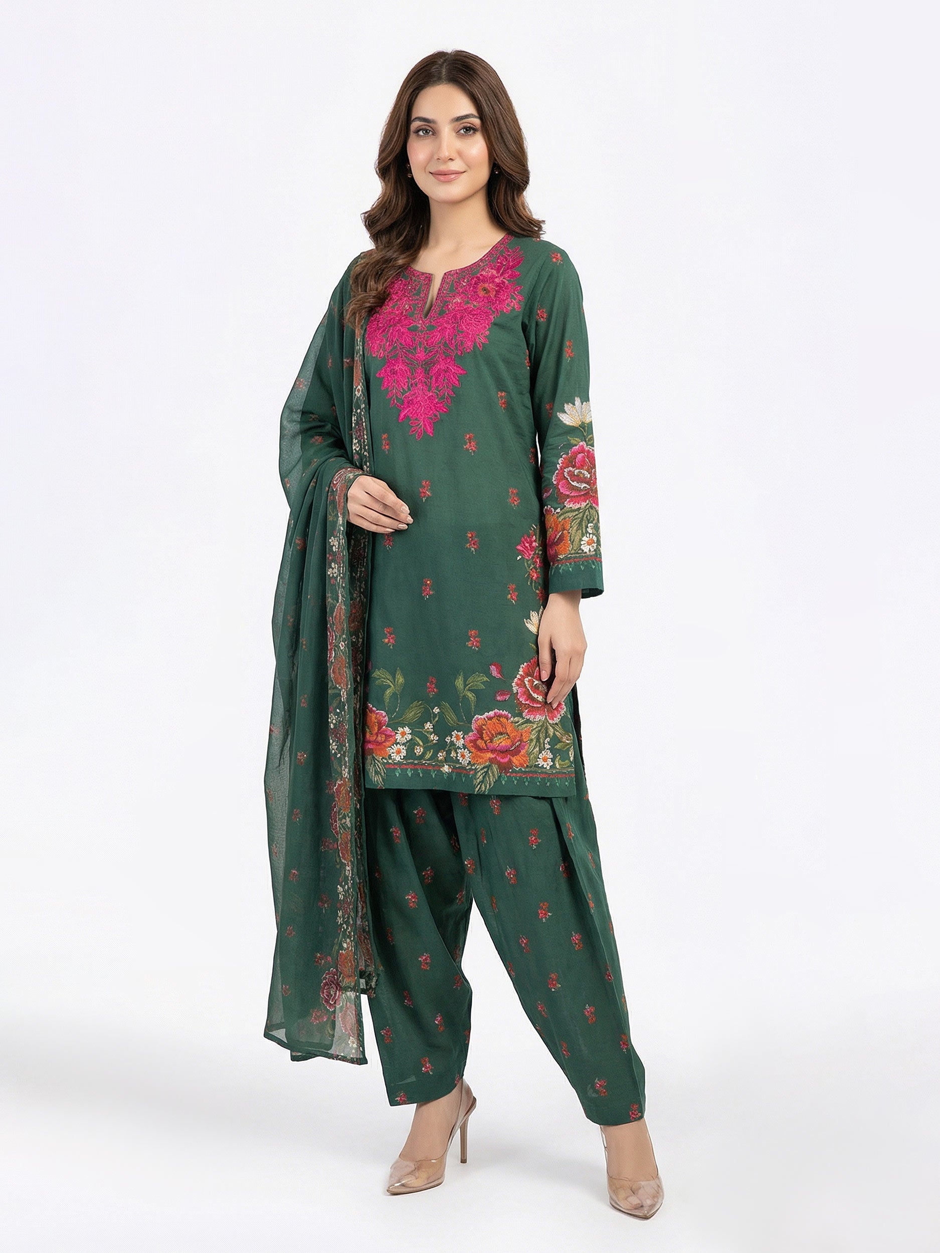 3 Piece Lawn Suit- Embroidered (Pret)