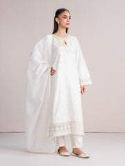 3 Piece Cotton Net Suit- Embroidered (Pret)