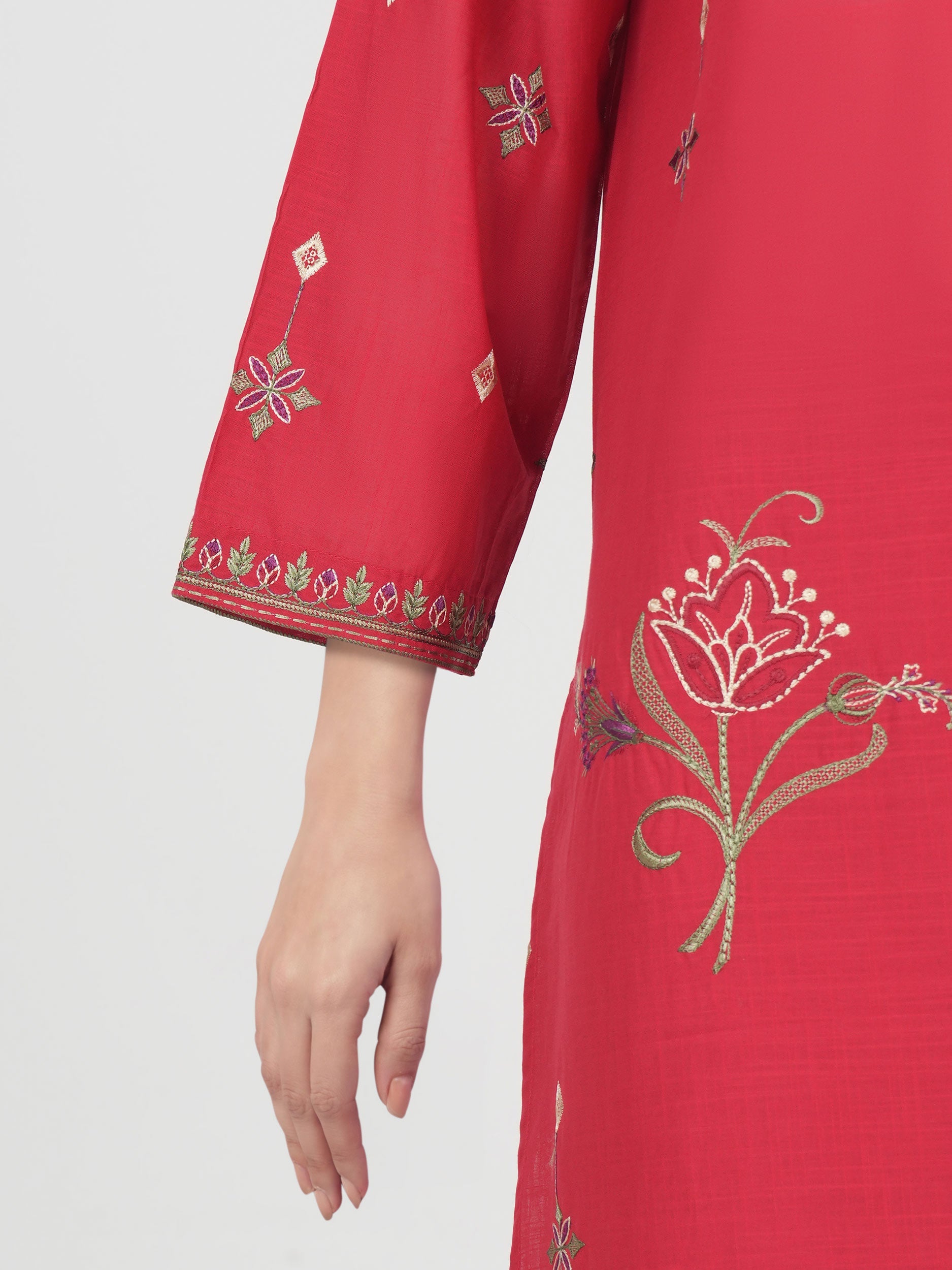 2 Piece Lawn Slub Suit- Embroidered (Pret)