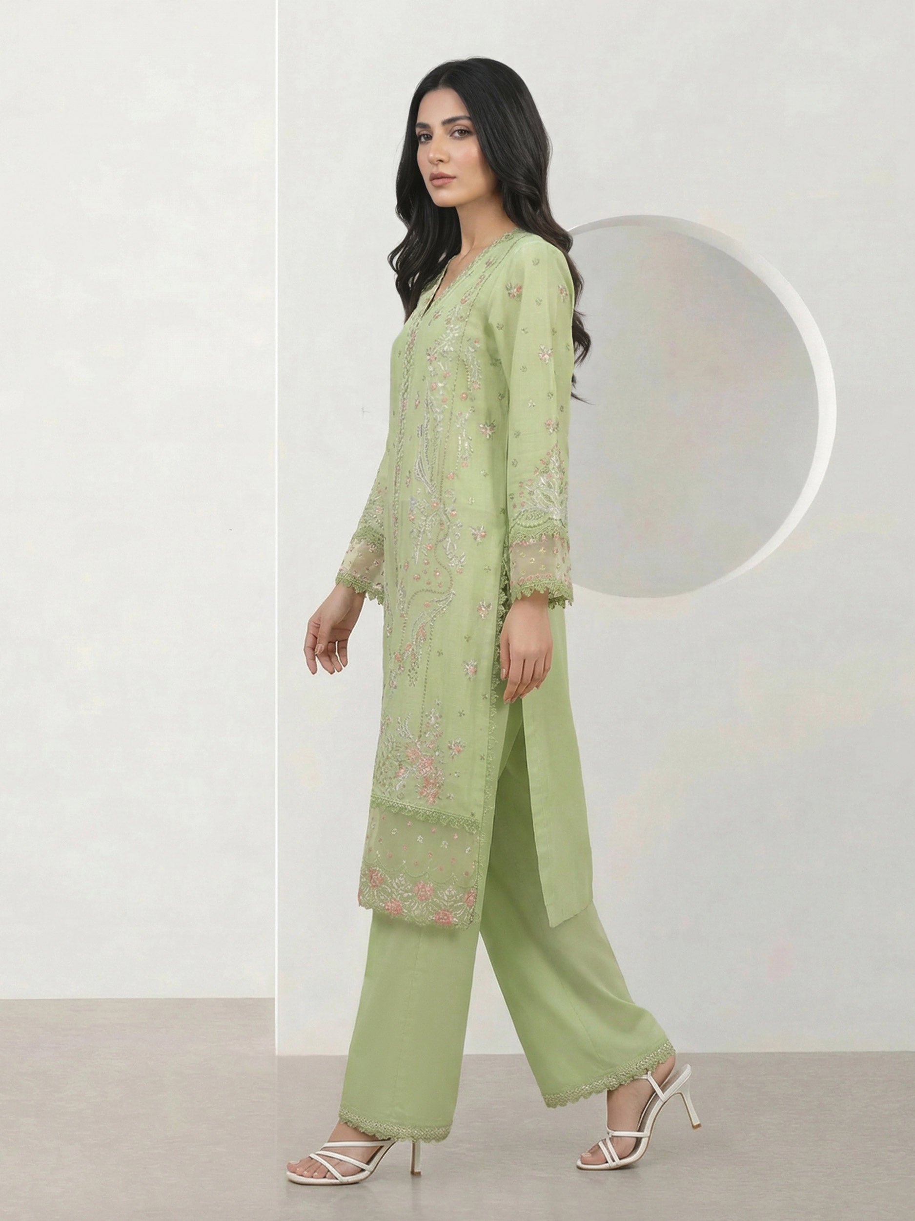 2 Piece Dobby Suit- Embroidered (Pret)
