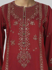 3 Piece Cotton Net Suit- Embroidered (Pret)