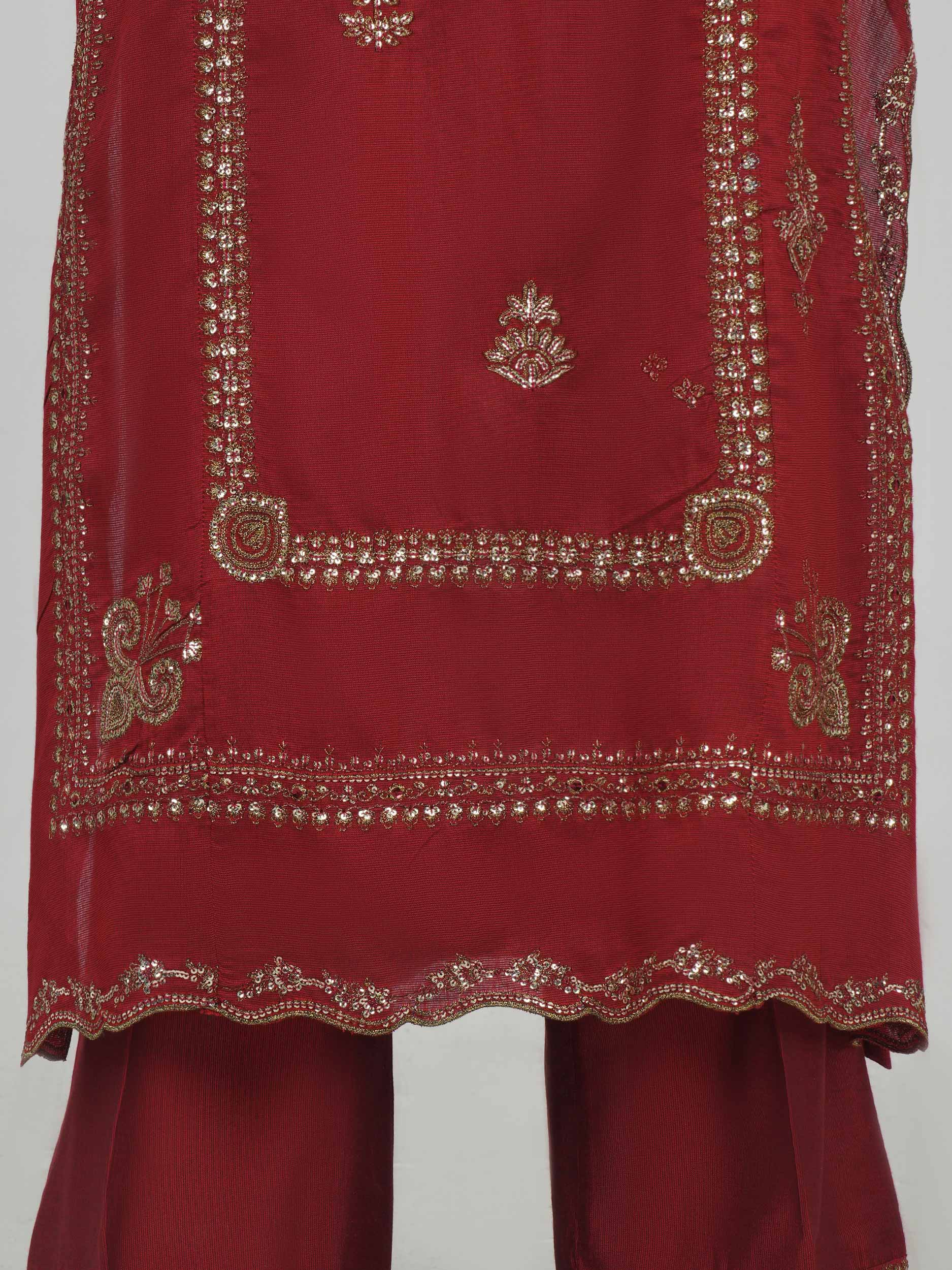 3 Piece Cotton Net Suit- Embroidered (Pret)