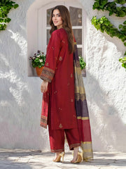 3 Piece Cotton Net Suit- Embroidered (Pret)