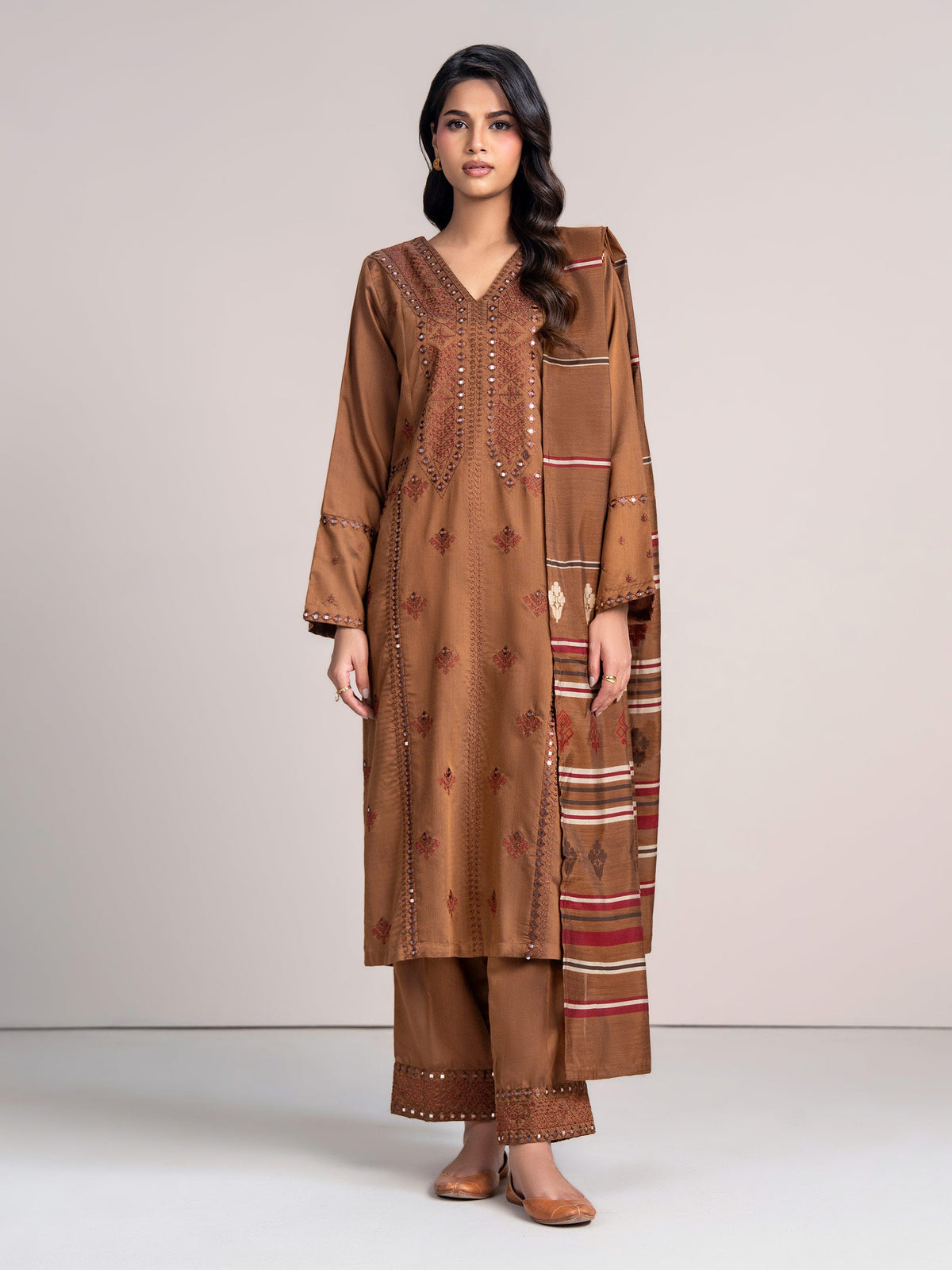 3 Piece Yarn Dyed Suit- Embroidered (Pret)