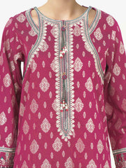 3 Piece Raw Silk Suit- Embroidered (Pret)