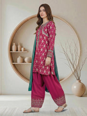 3 Piece Raw Silk Suit- Embroidered (Pret)