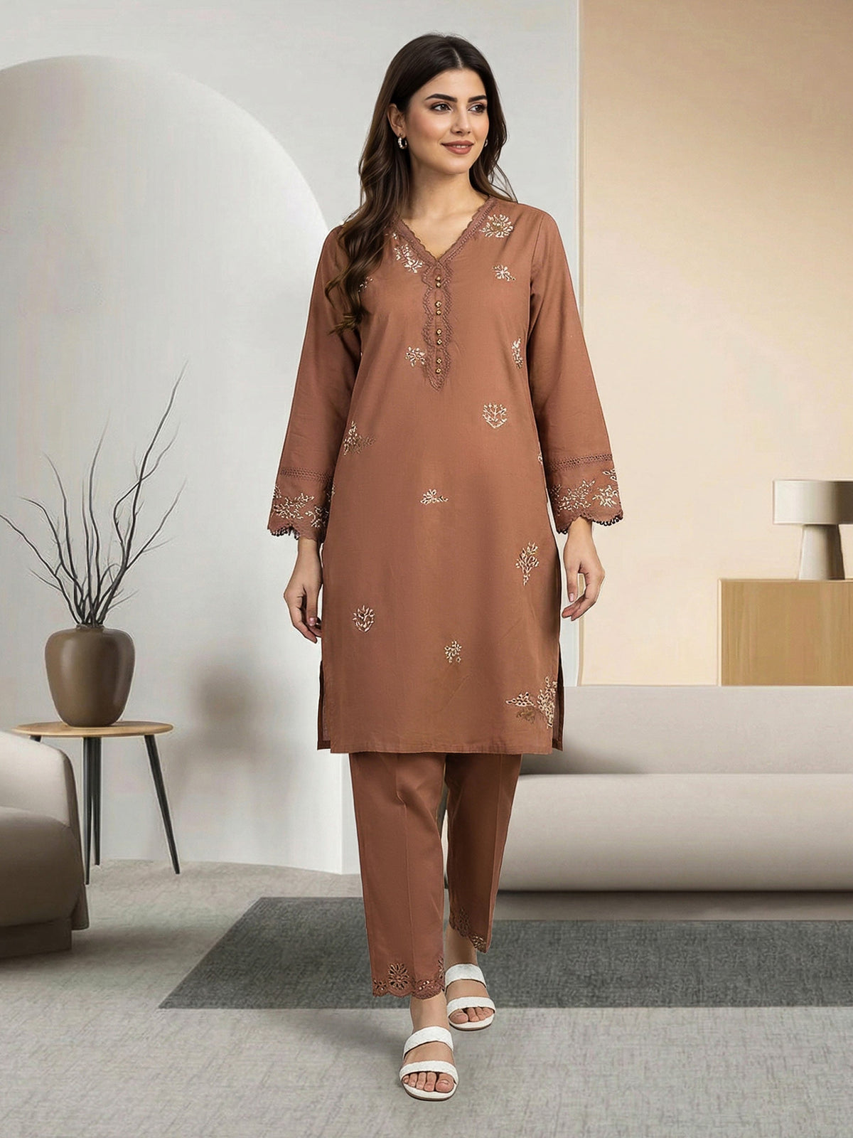 2 Piece Lawn Suit- Embroidered (Pret)