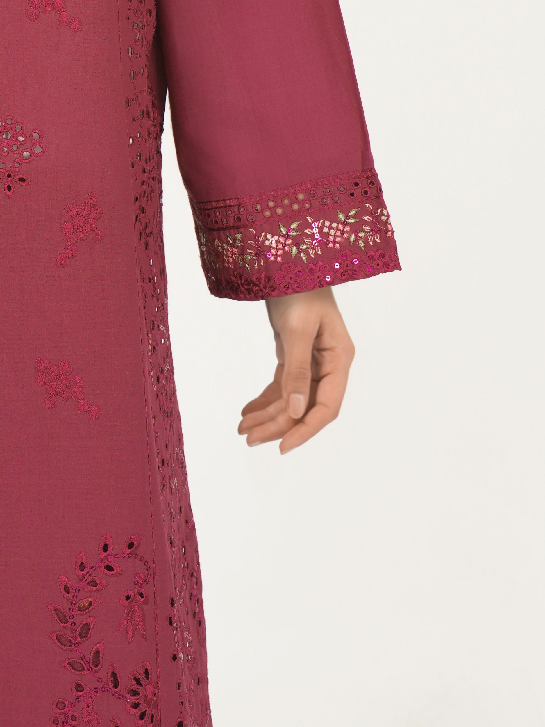 3 Piece Lawn Slub Suit- Embroidered (Pret)