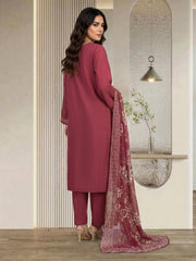 3 Piece Lawn Slub Suit- Embroidered (Pret)