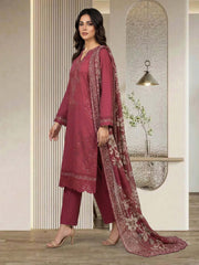 3 Piece Lawn Slub Suit- Embroidered (Pret)