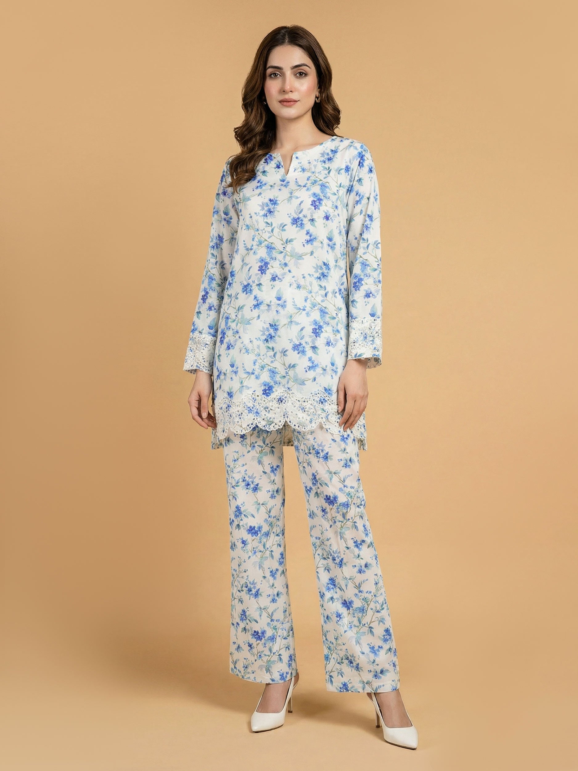 2 Piece Viscose Lawn- Embroidered (Pret)