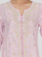 3 Piece Cotton Net Suit- Embroidered (Pret)