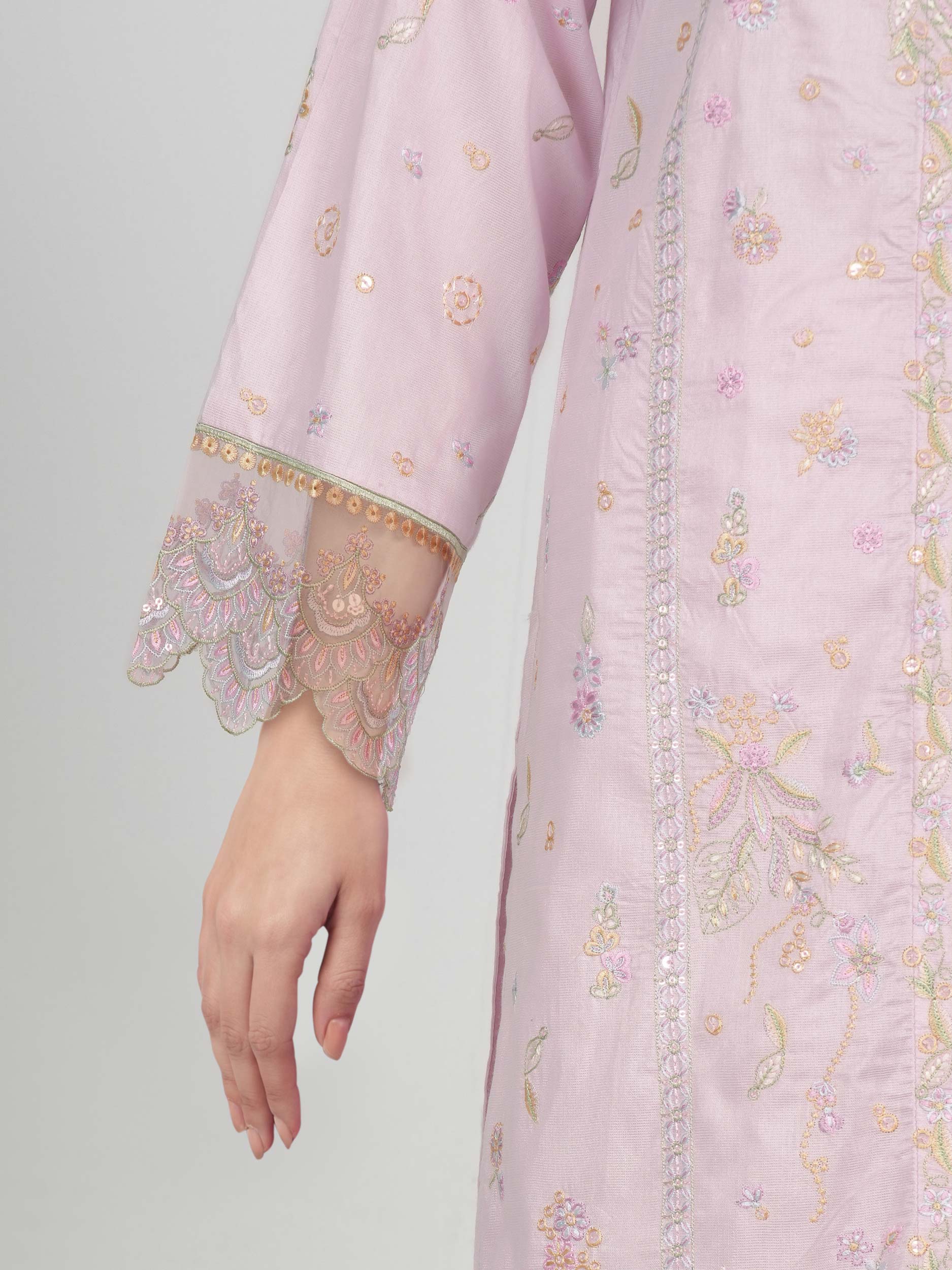 3 Piece Cotton Net Suit- Embroidered (Pret)