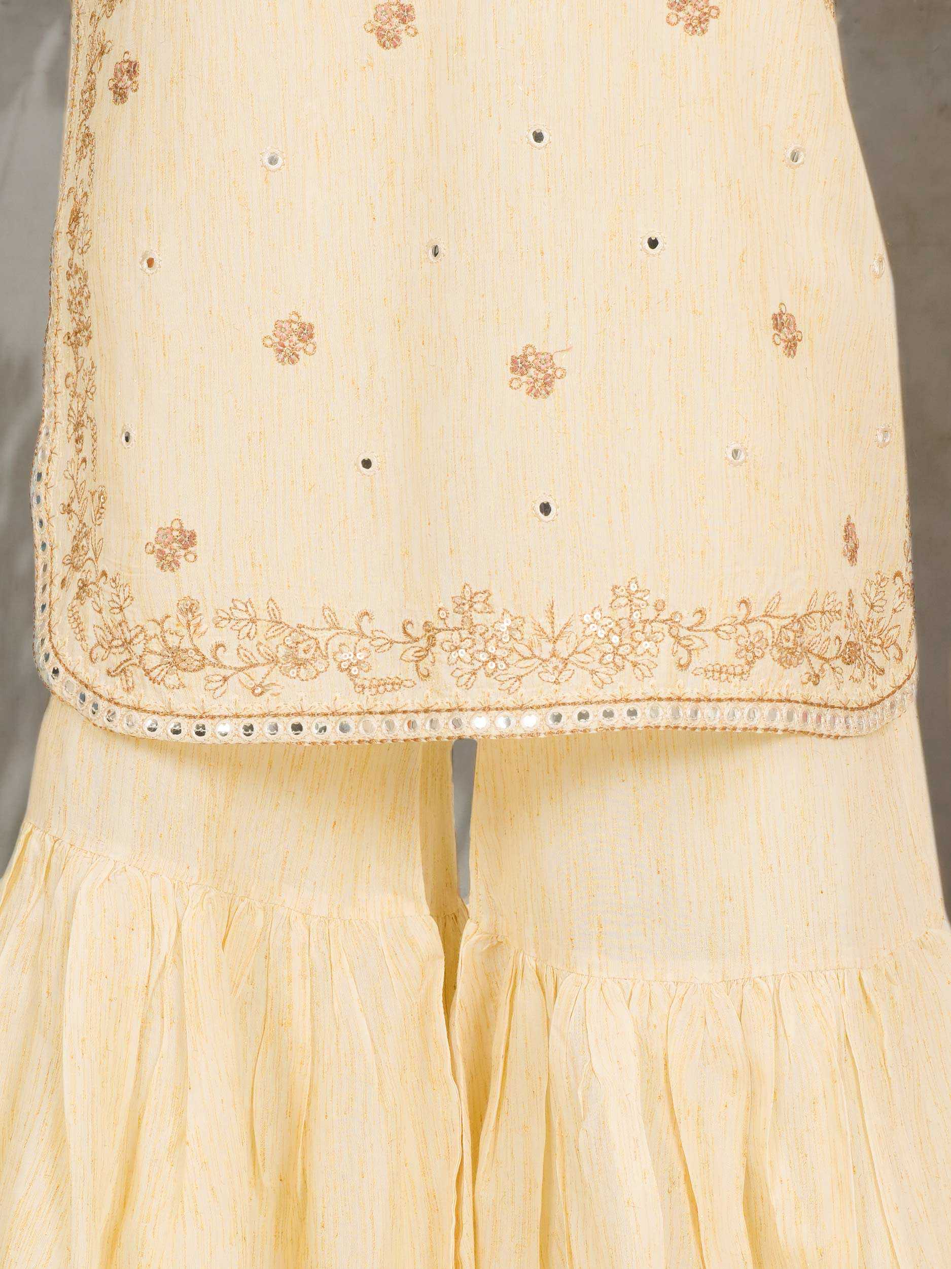 3 Piece Viscose Glitter Suit- Embroidered (Pret)