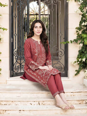 2 Piece Self Jacquard Suit- Embroidered (Pret)