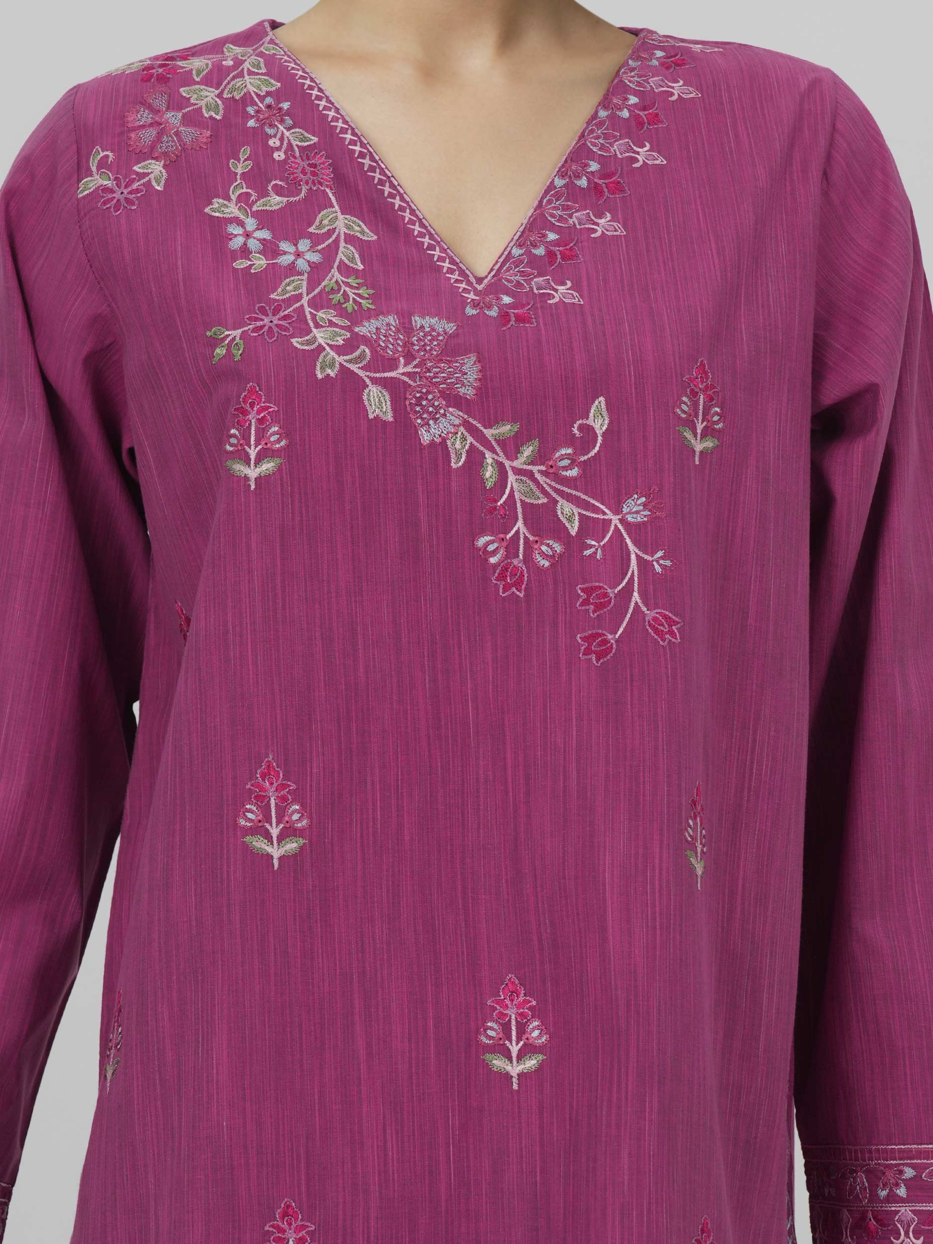 2 Piece Yarn Dyed Suit- Embroidered (Pret)