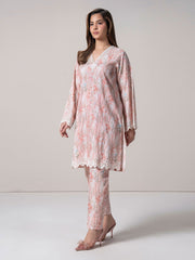 2-Piece Cambric Slub Suit-Embroidered (Pret)