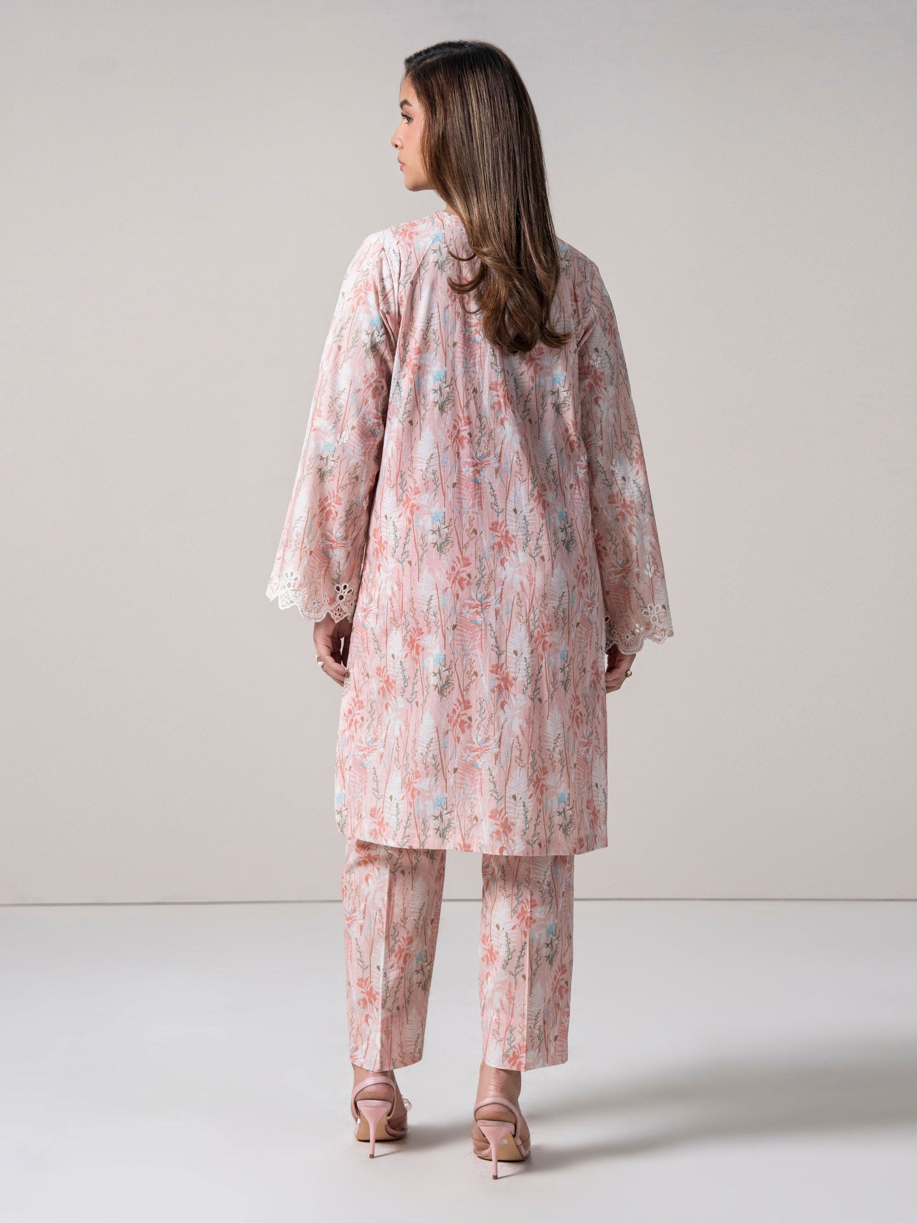 2-Piece Cambric Slub Suit-Embroidered (Pret)
