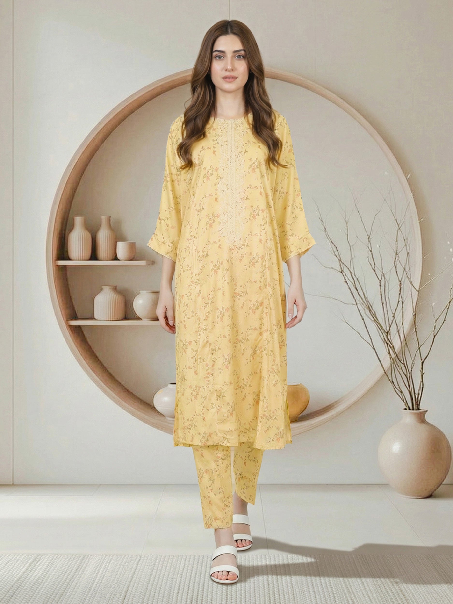 2 Piece Silk Suit- Embroidered (Pret)