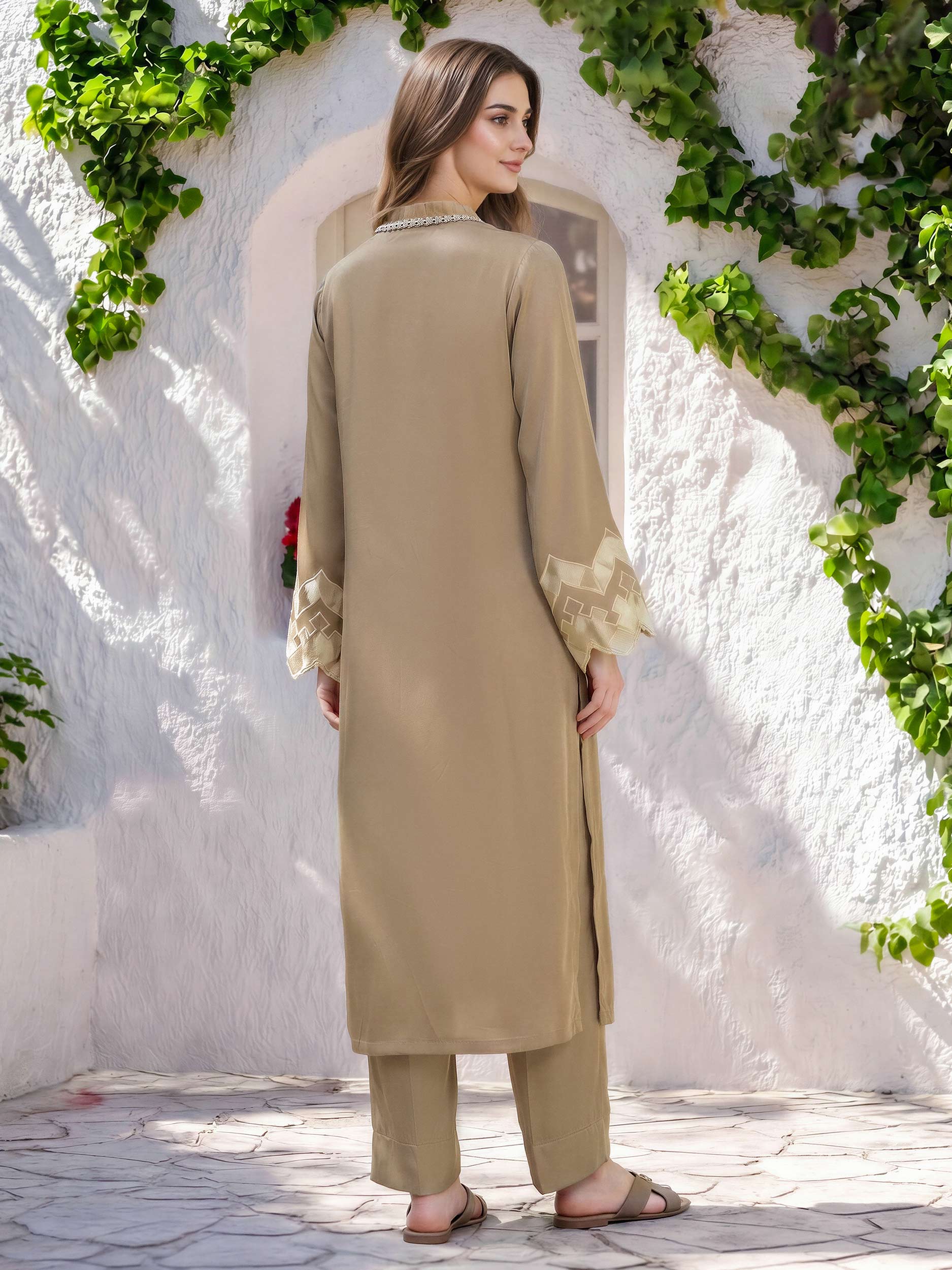 2 Piece Silk Suit- Embroidered (Pret)