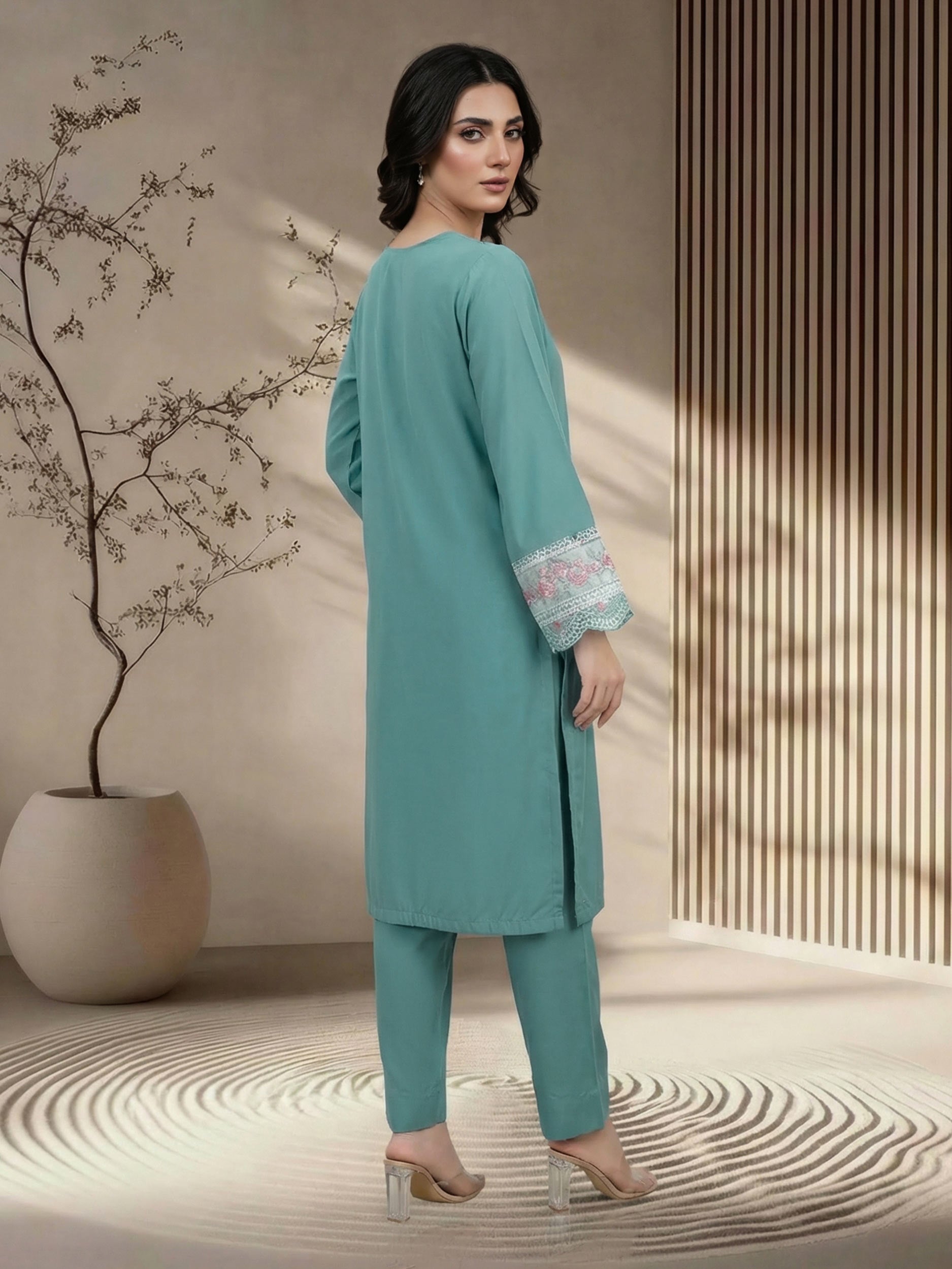 2 Piece Premium Silk Suit- Embroidered (Pret)