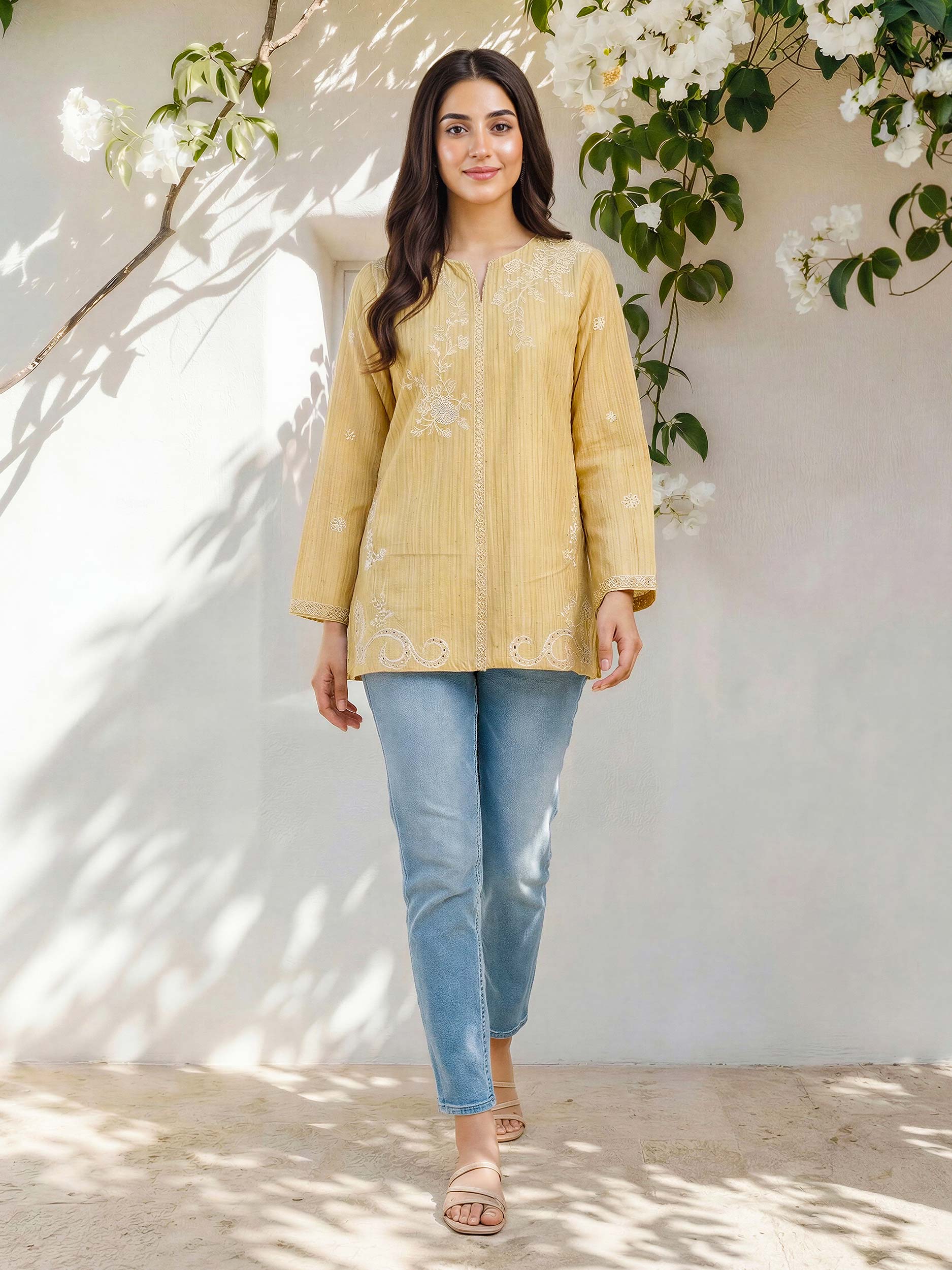 Yarn Dyed Kurti- Embroidered (Pret)