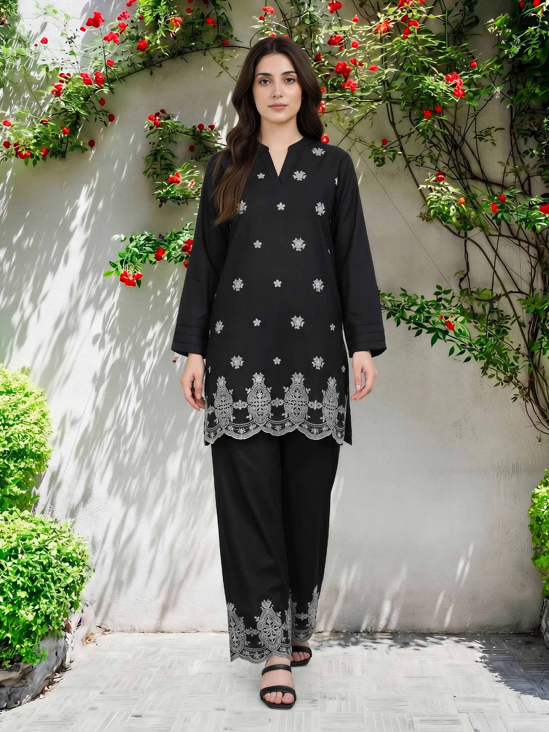 2 Piece Silk Suit- Embroidered (Pret)